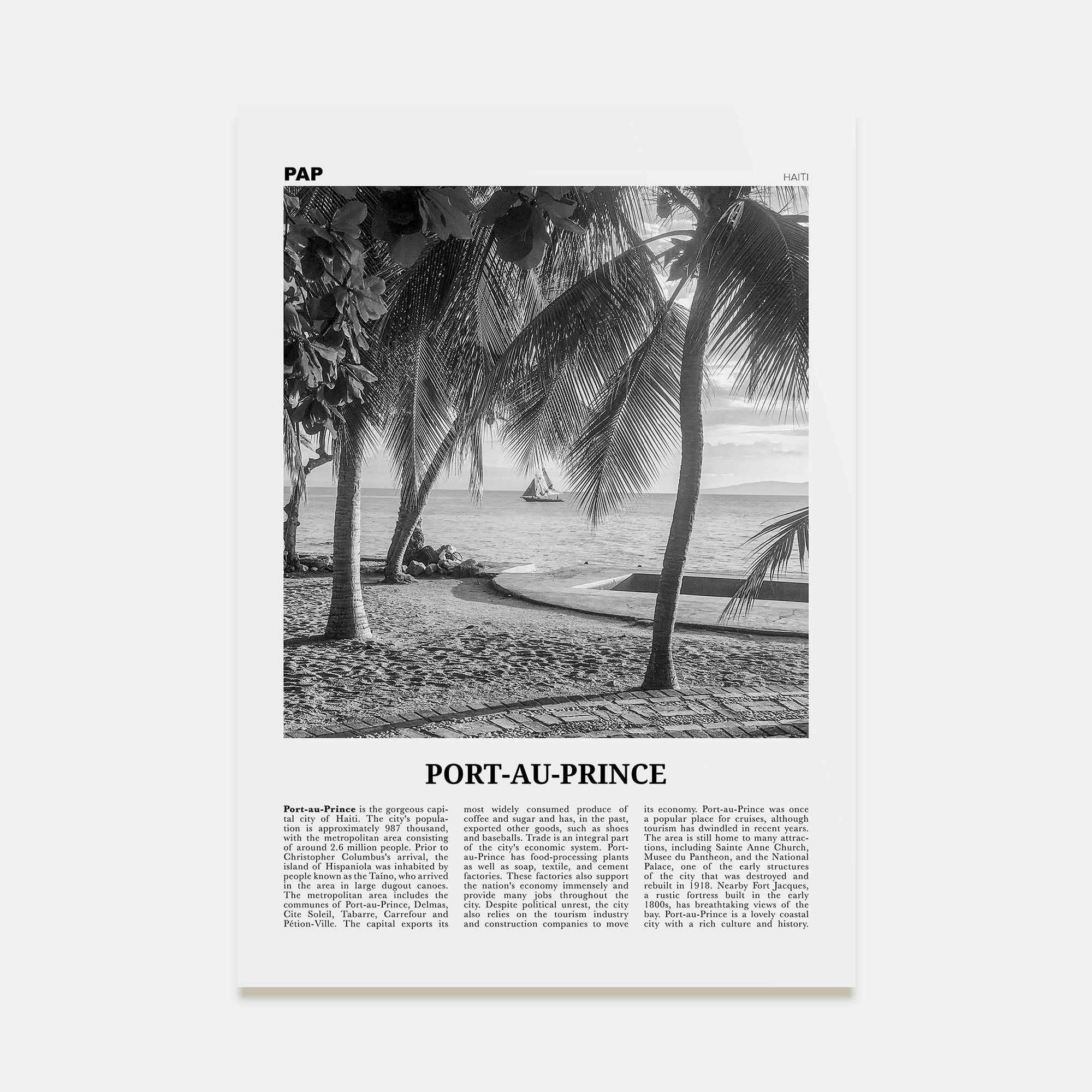 Port-au-Prince Travel B&W Poster
