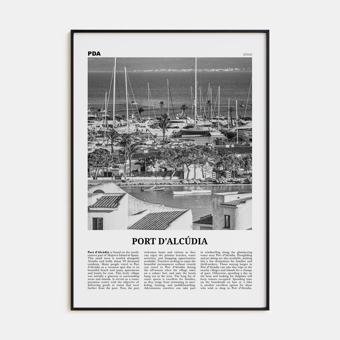 Port d'Alcúdia Travel B&W Poster