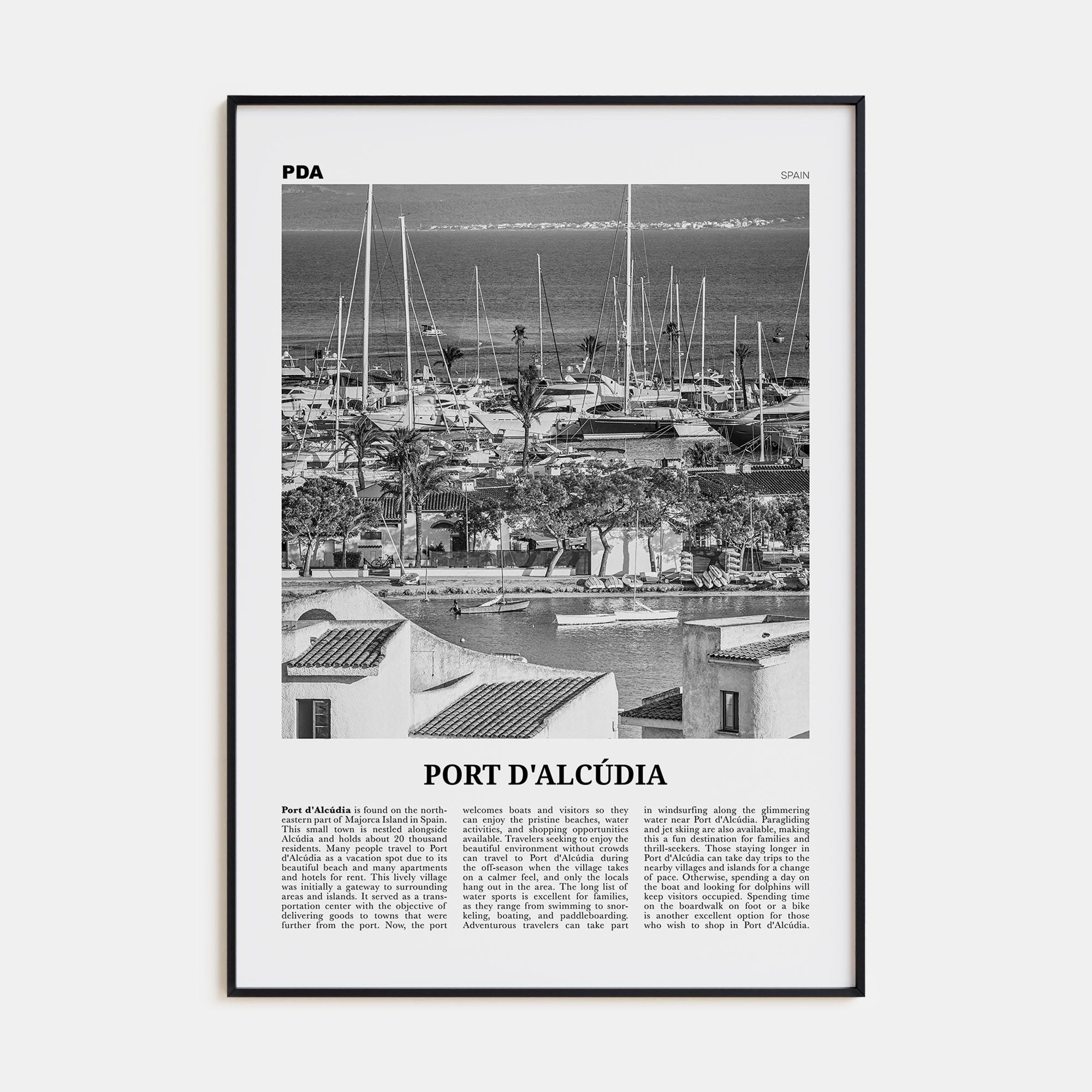 Port d'Alcúdia Travel B&W Poster