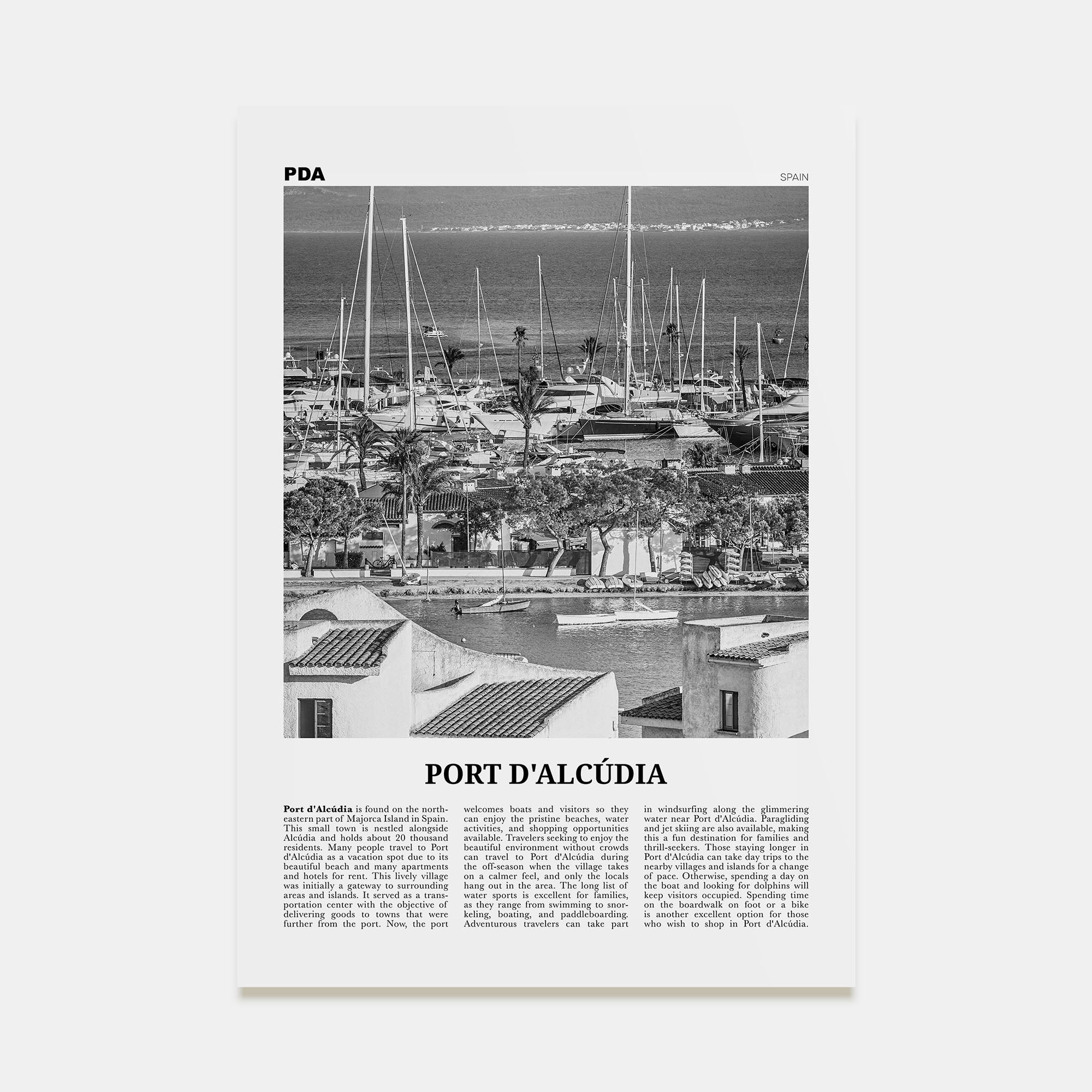 Port d'Alcúdia Travel B&W Poster