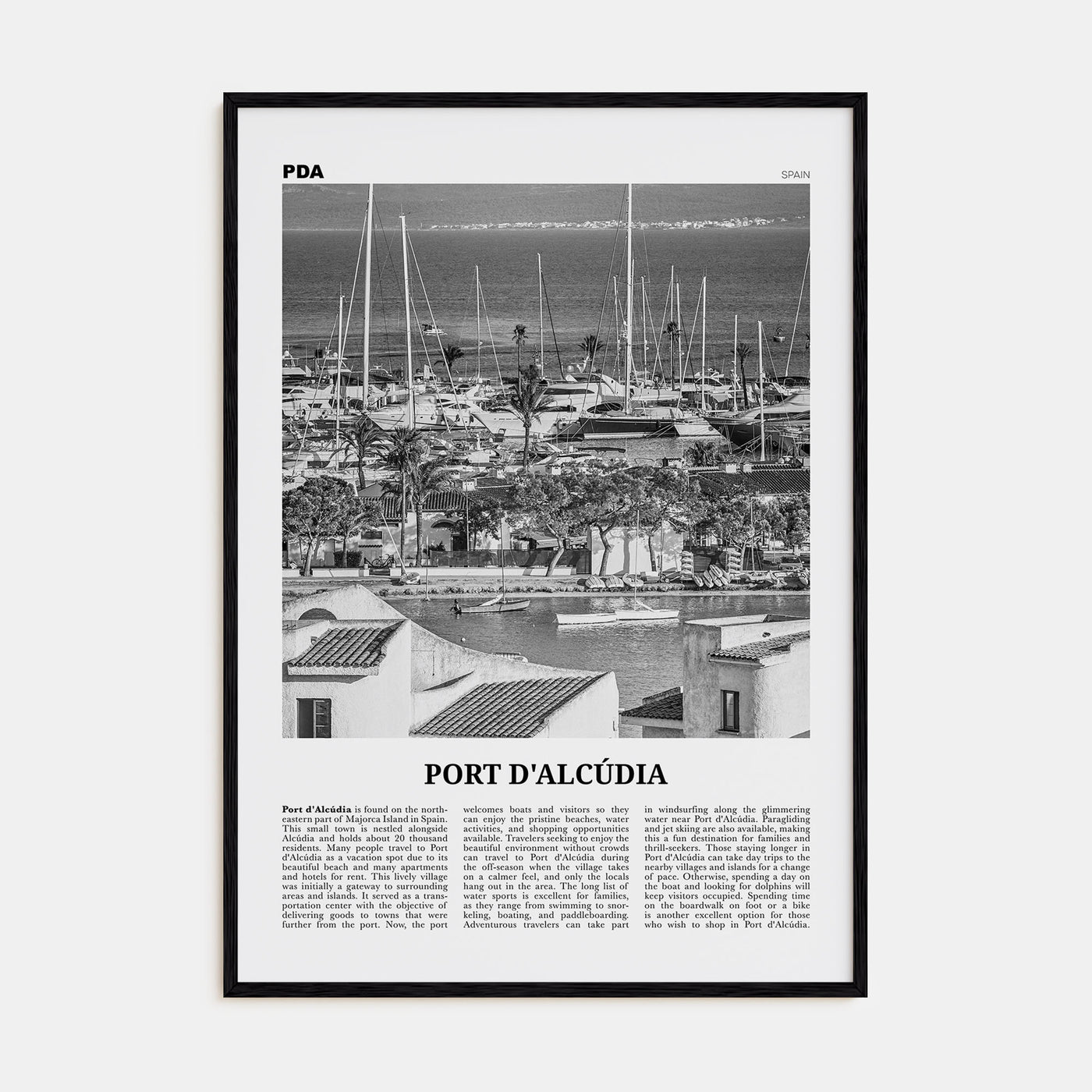Port d'Alcúdia Travel B&W Poster