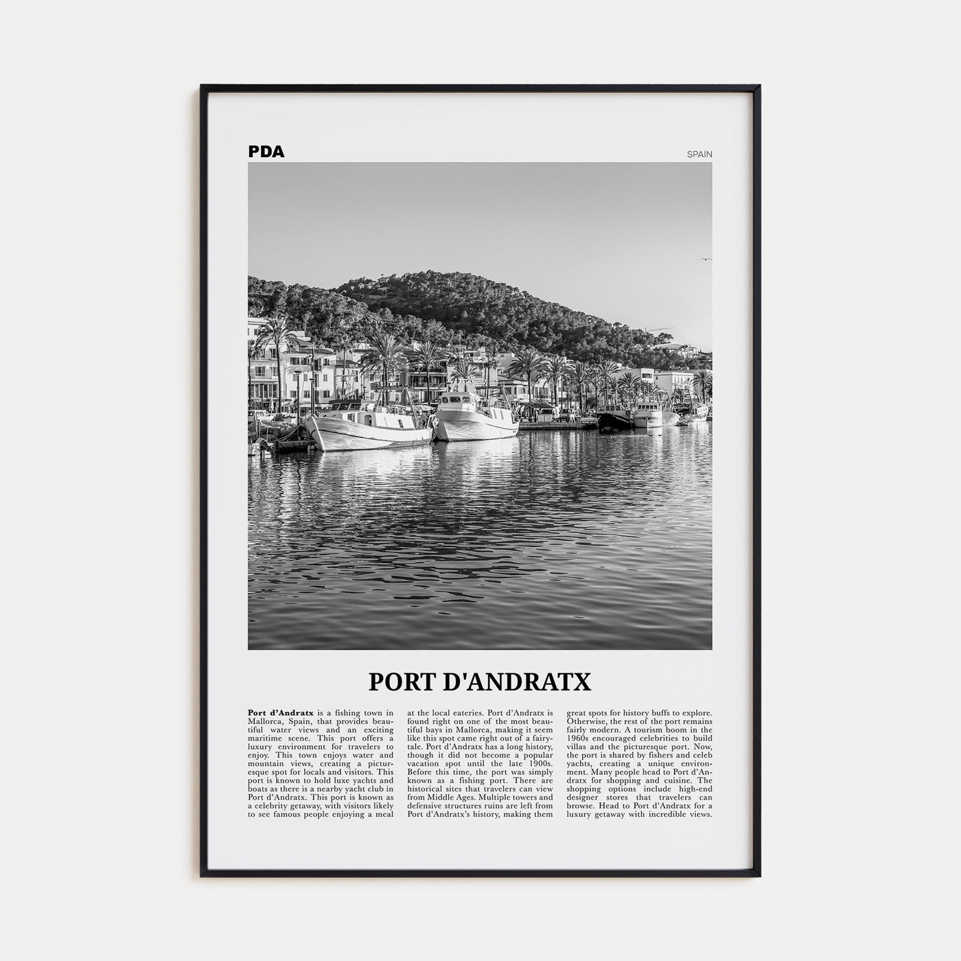 Port d'Andratx Travel B&W Poster