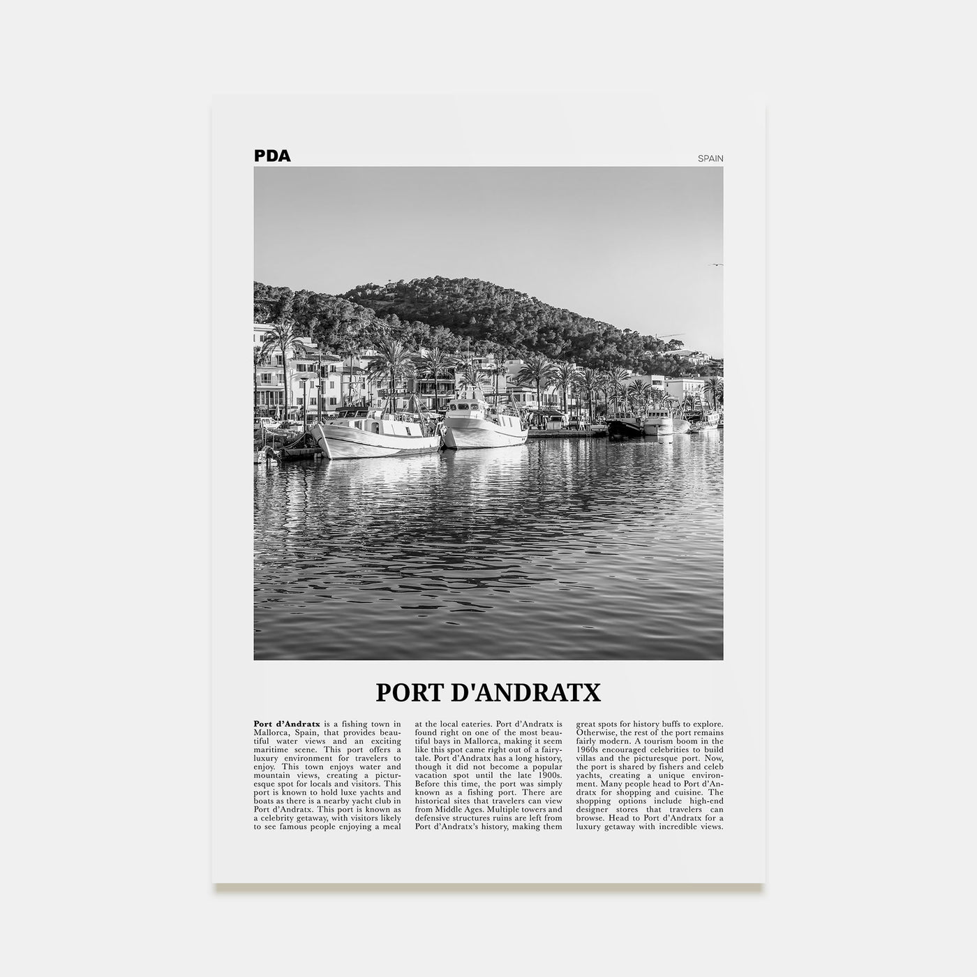 Port d'Andratx Travel B&W Poster