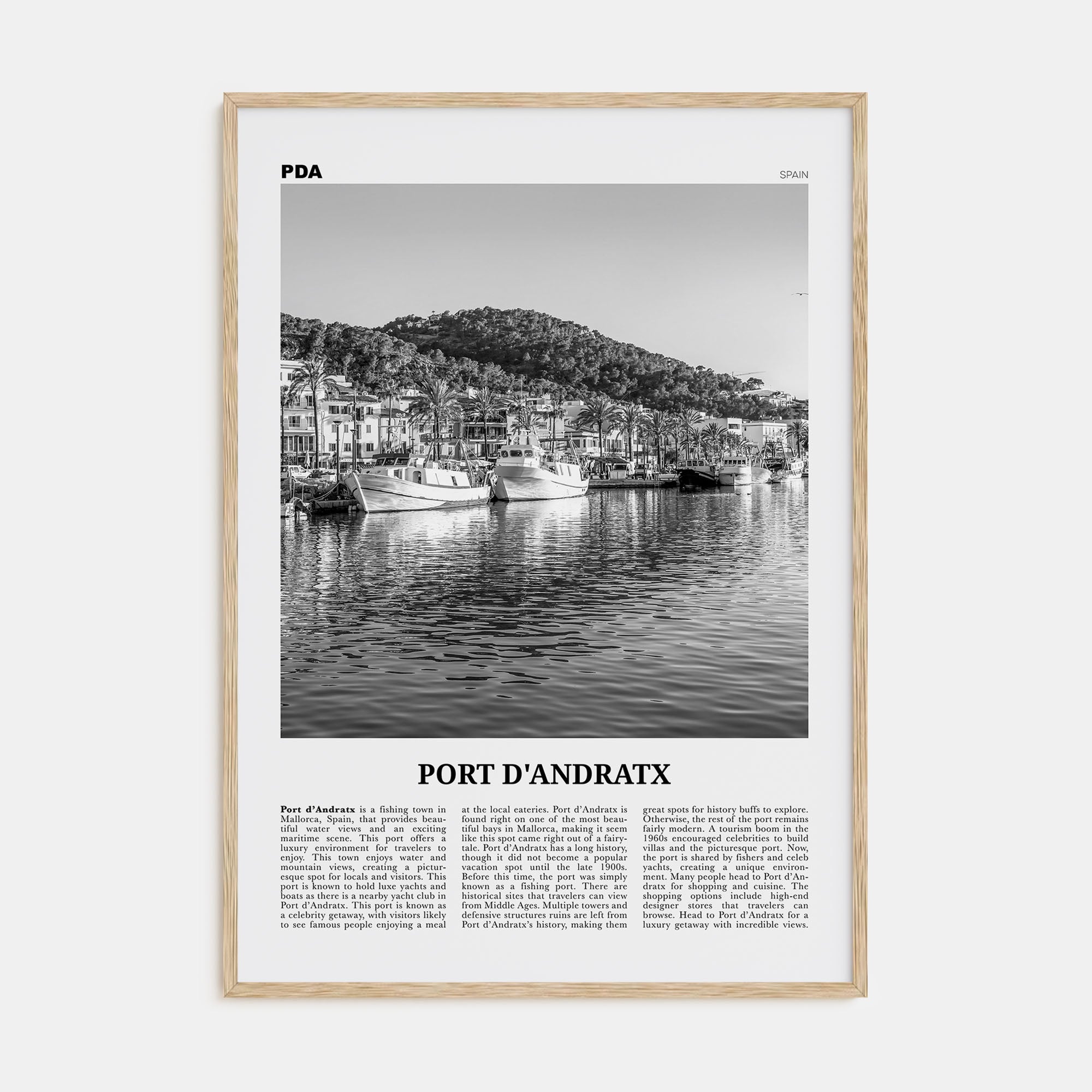Port d'Andratx Travel B&W Poster