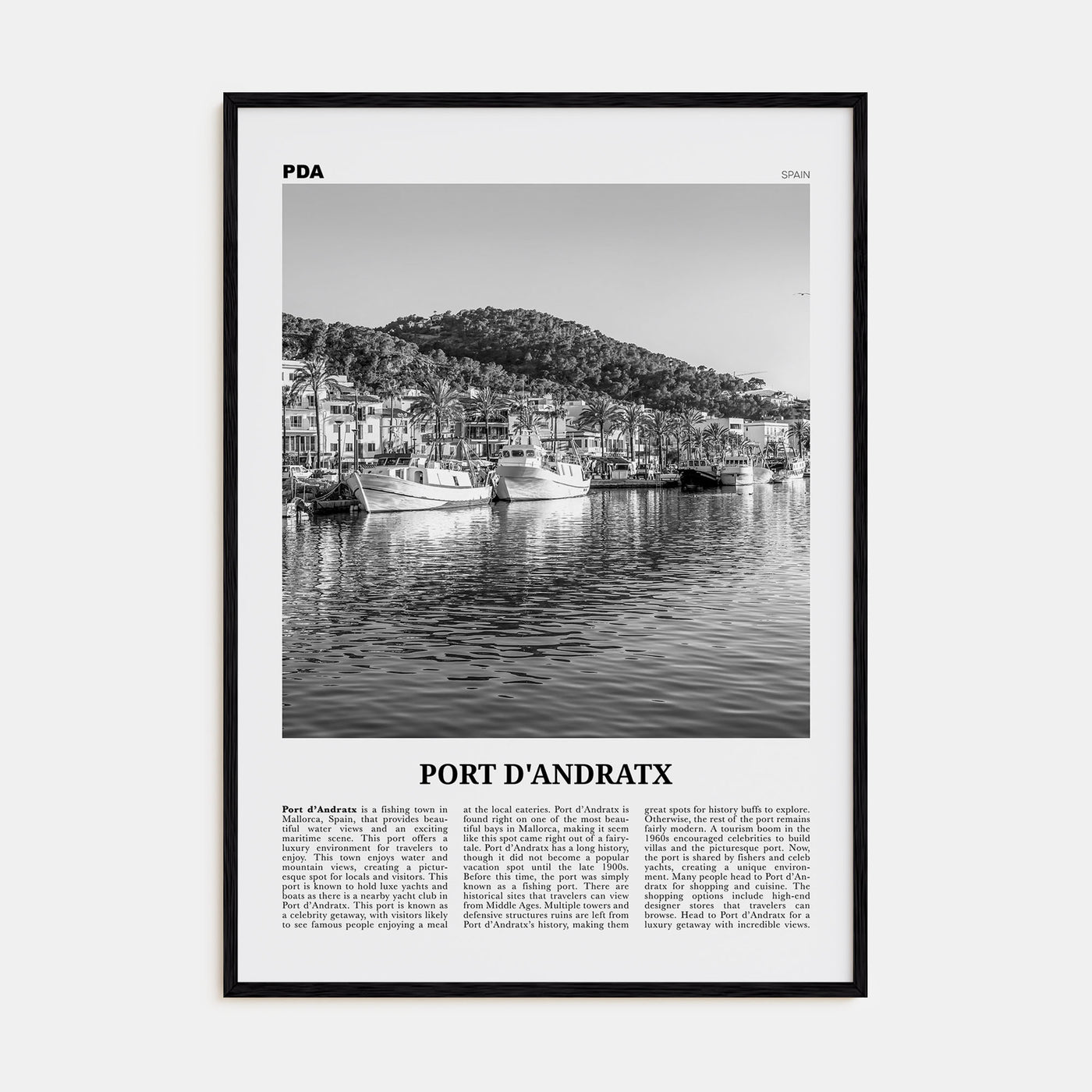 Port d'Andratx Travel B&W Poster