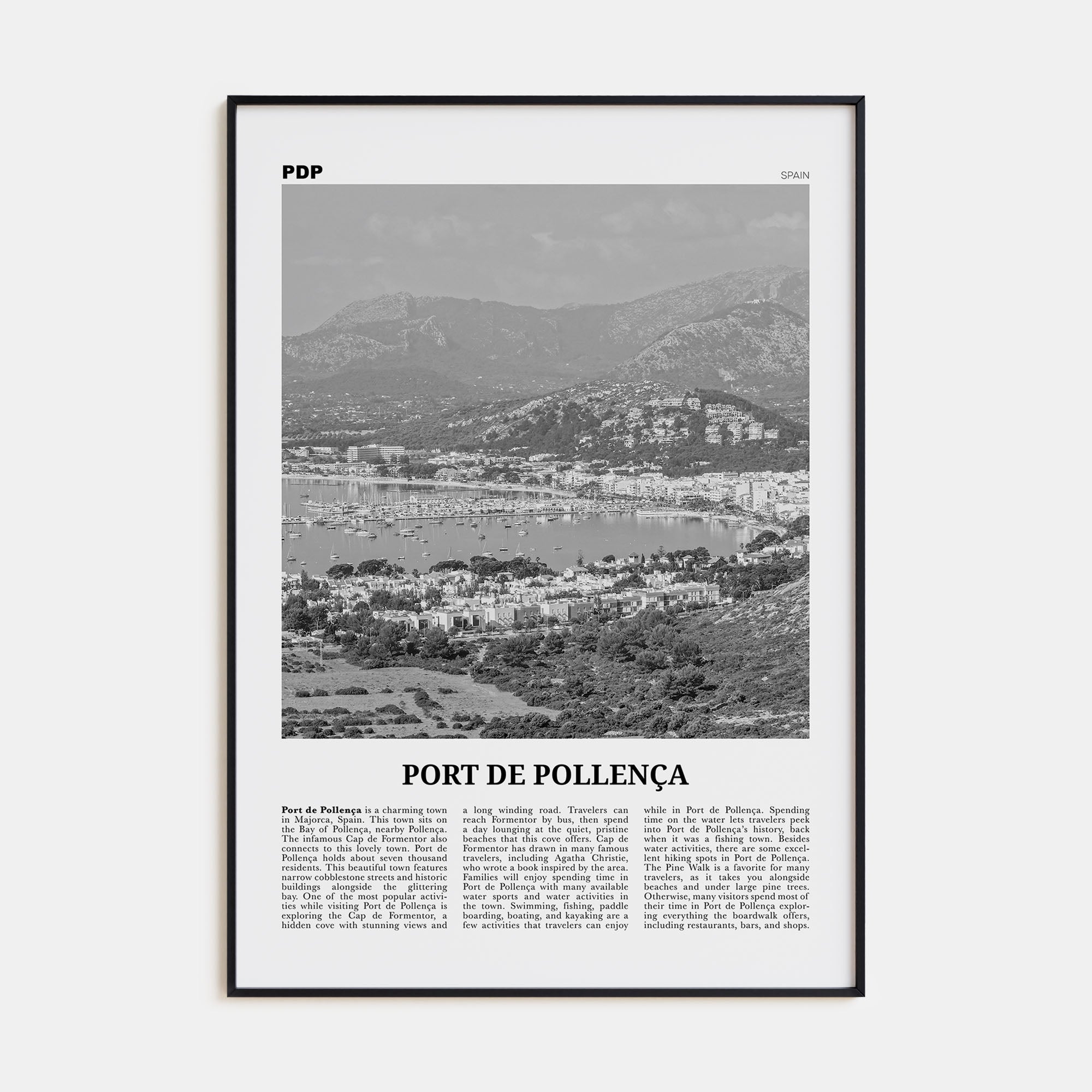 Port de Pollença Travel B&W Poster