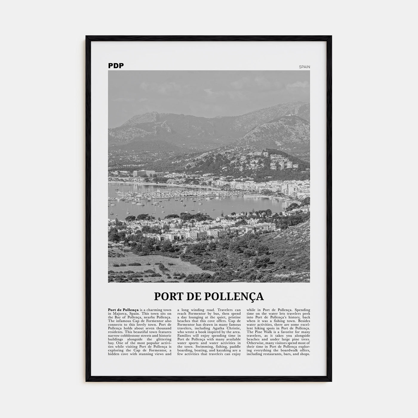 Port de Pollença Travel B&W Poster