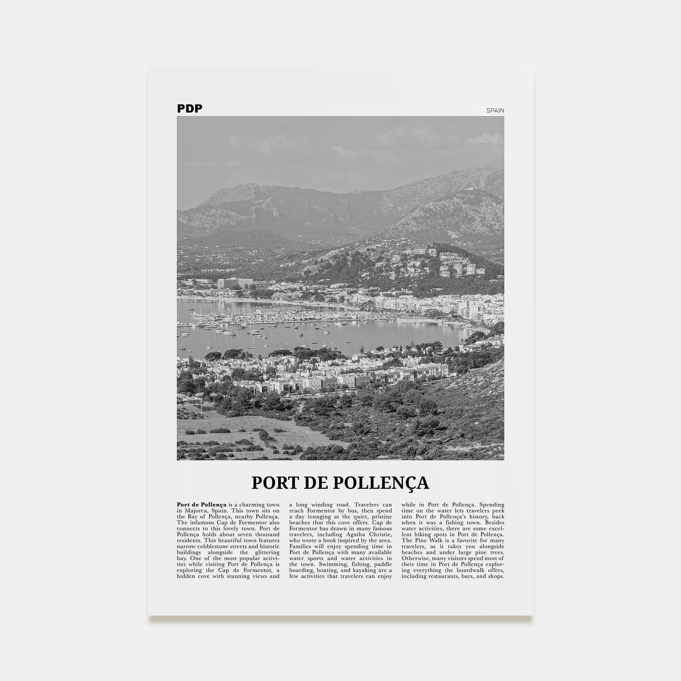 Port de Pollença Travel B&W Poster