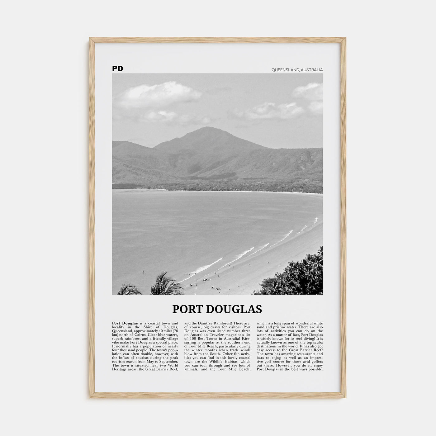 Port Douglas Travel B&W Poster