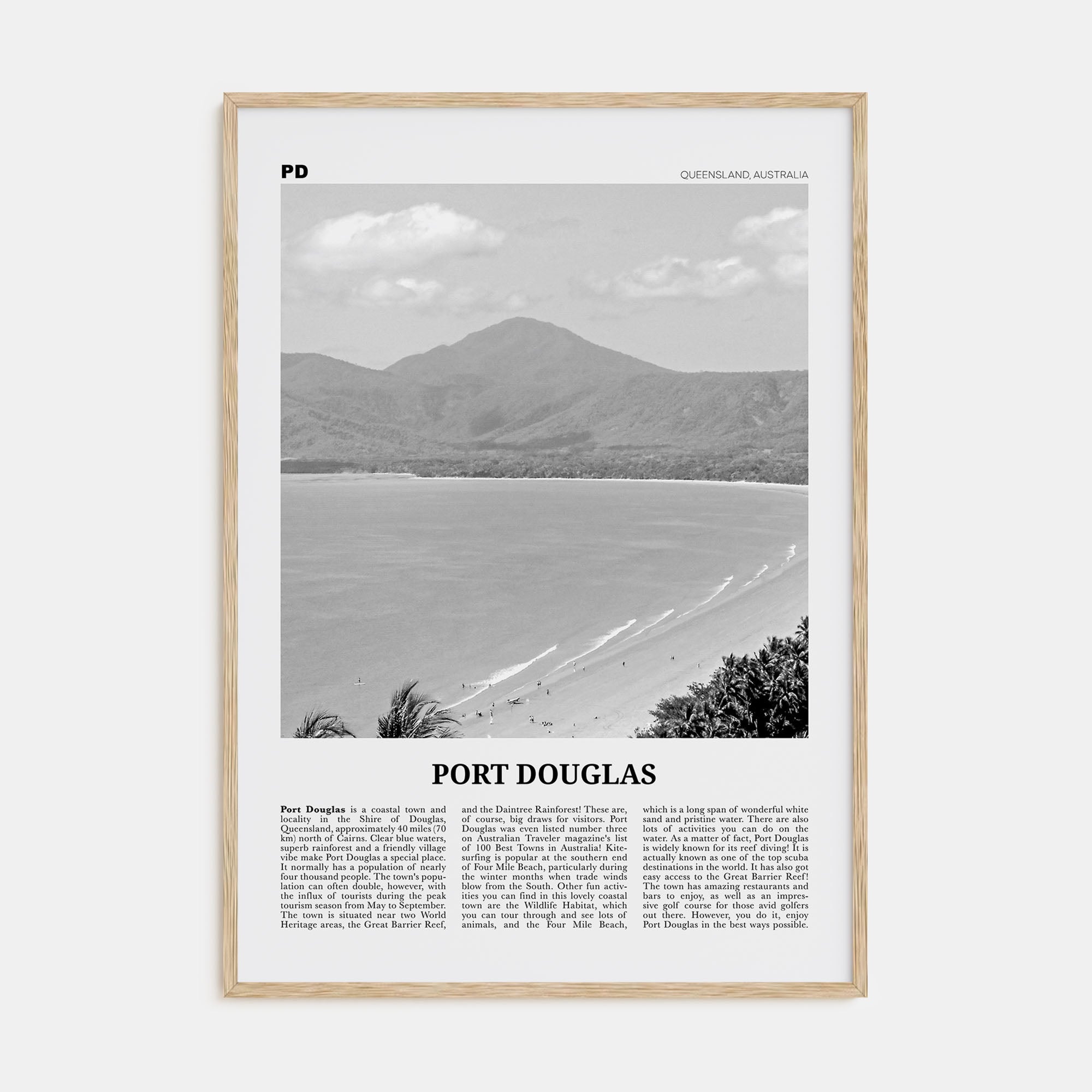 Port Douglas Travel B&W Poster