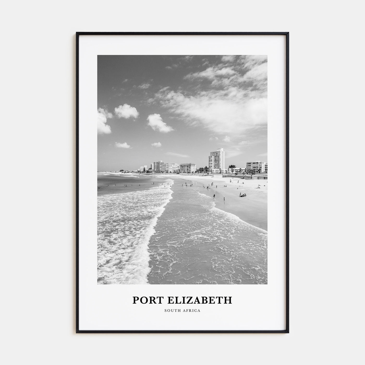 Port Elizabeth Portrait B&W Poster