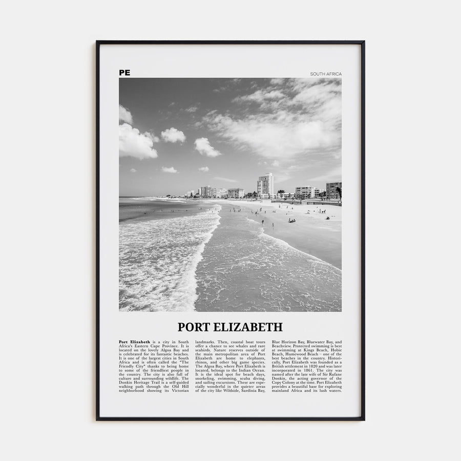 Port Elizabeth Travel B&W Poster