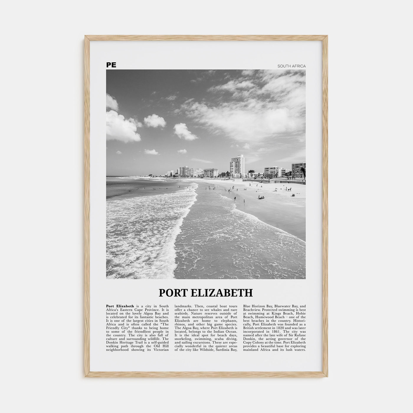 Port Elizabeth Travel B&W Poster