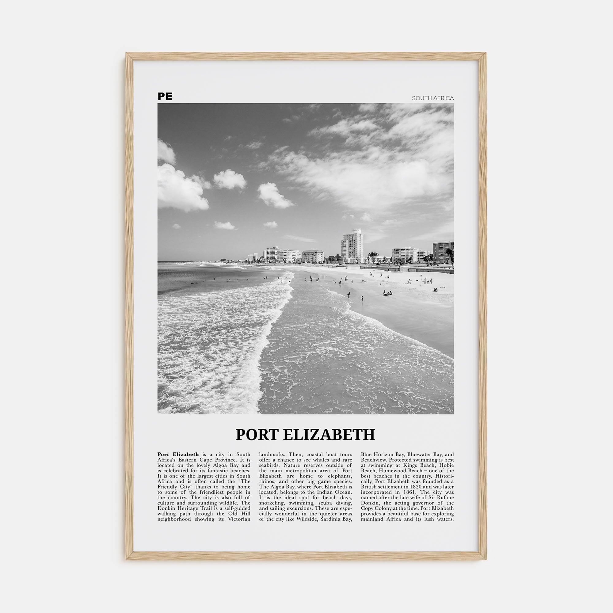 Port Elizabeth Travel B&W Poster