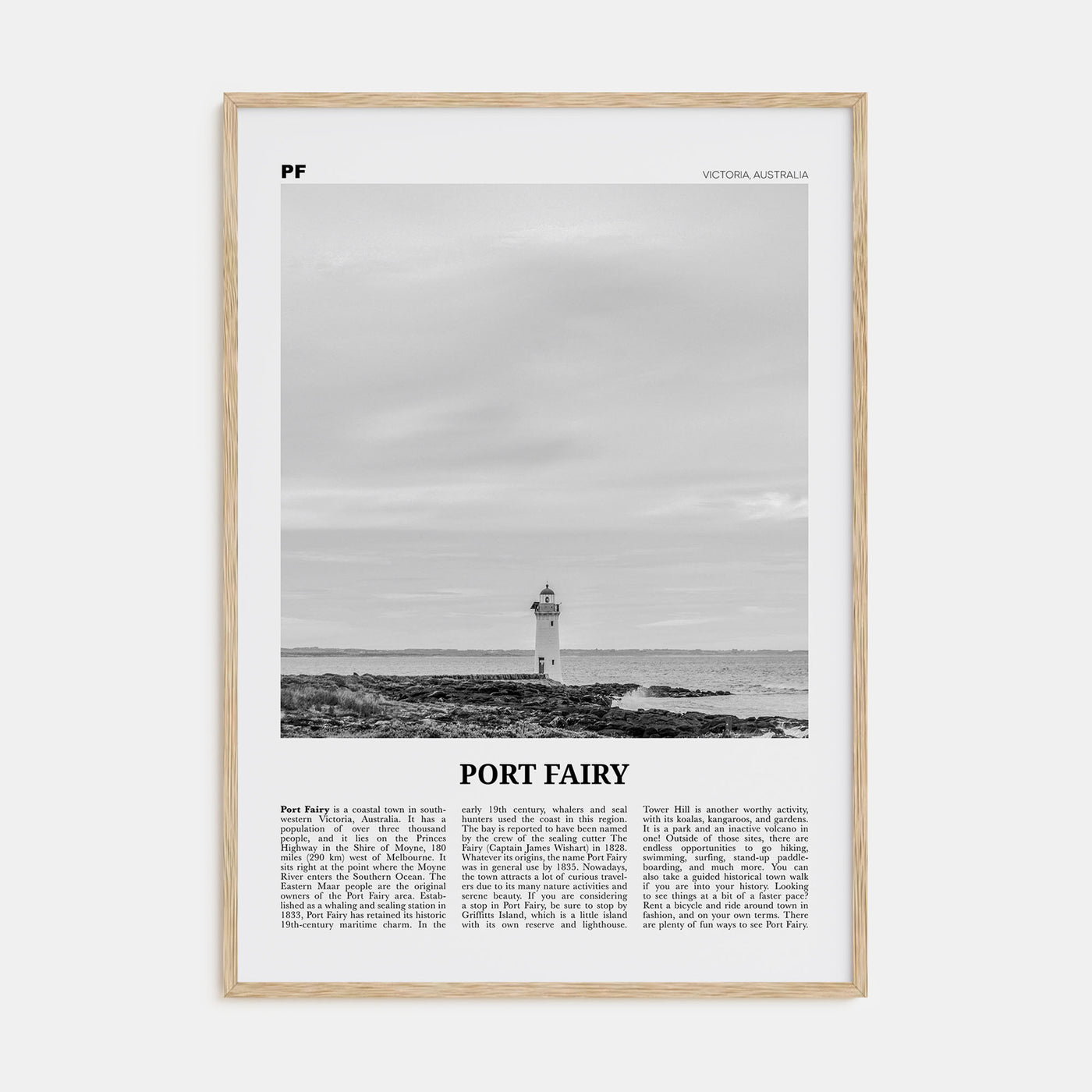 Port Fairy Travel B&W Poster