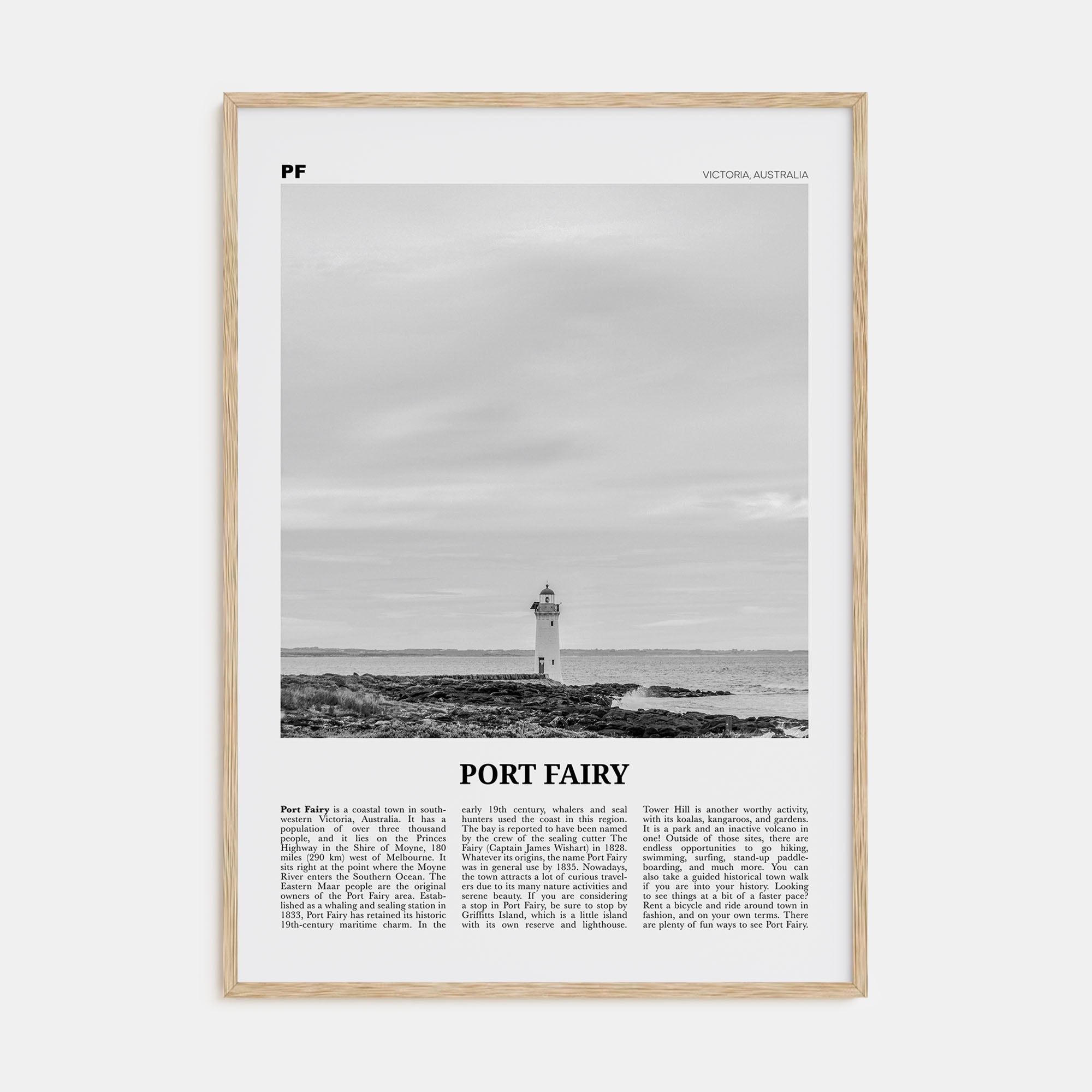 Port Fairy Travel B&W Poster