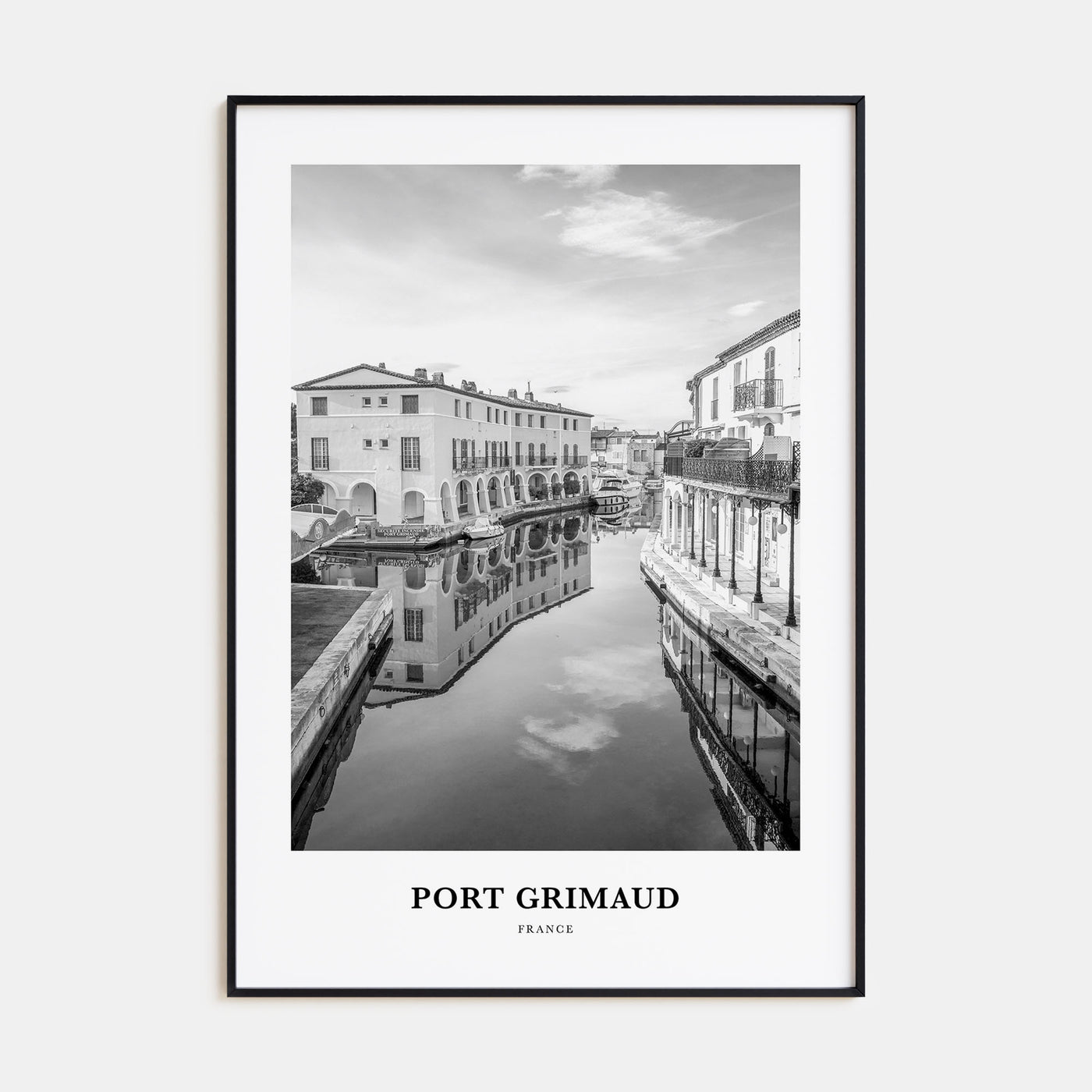 Port Grimaud Portrait B&W Poster