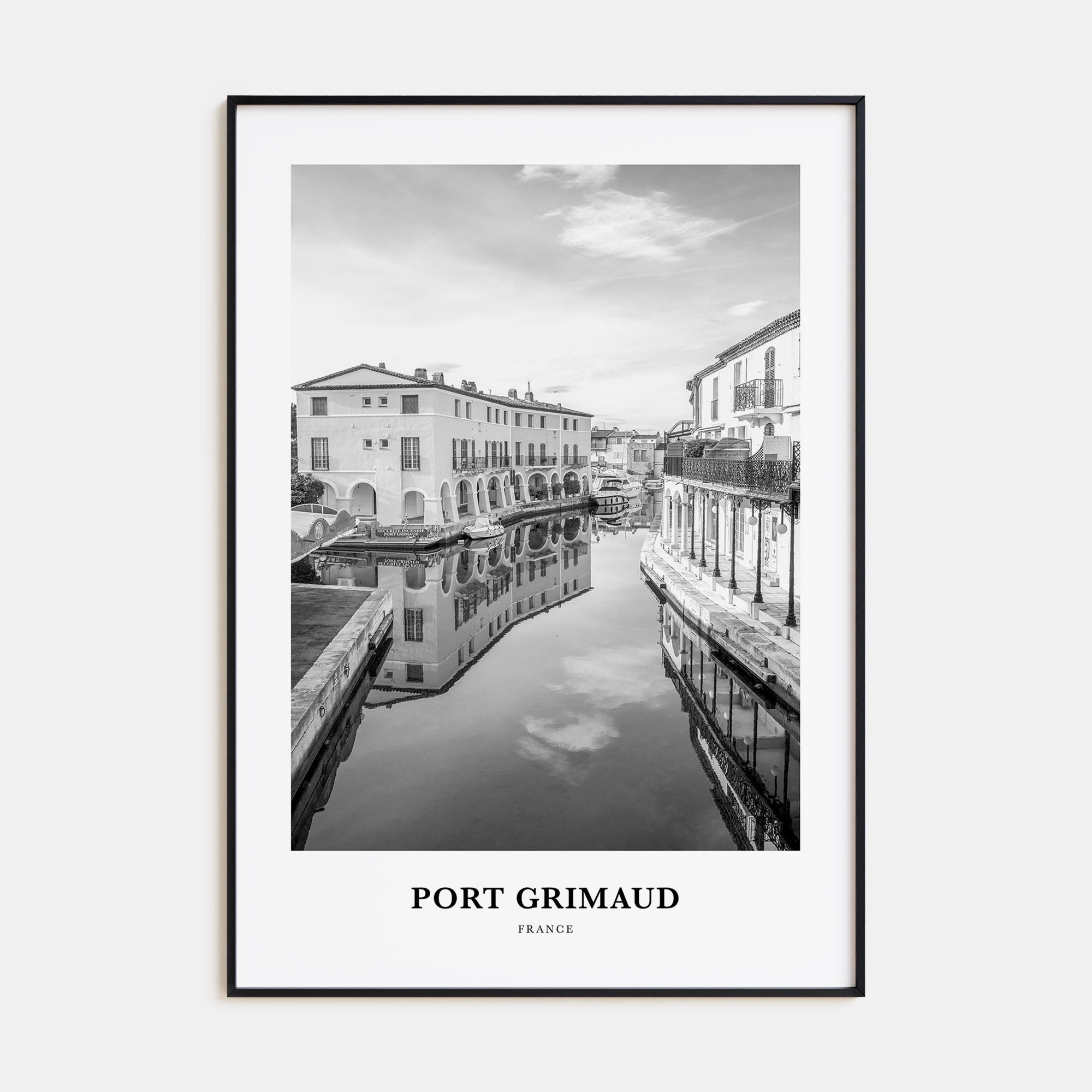 Port Grimaud Portrait B&W Poster