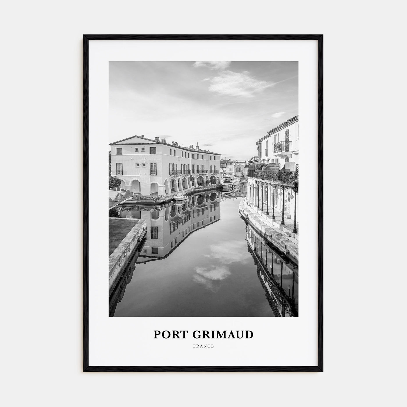 Port Grimaud Portrait B&W Poster