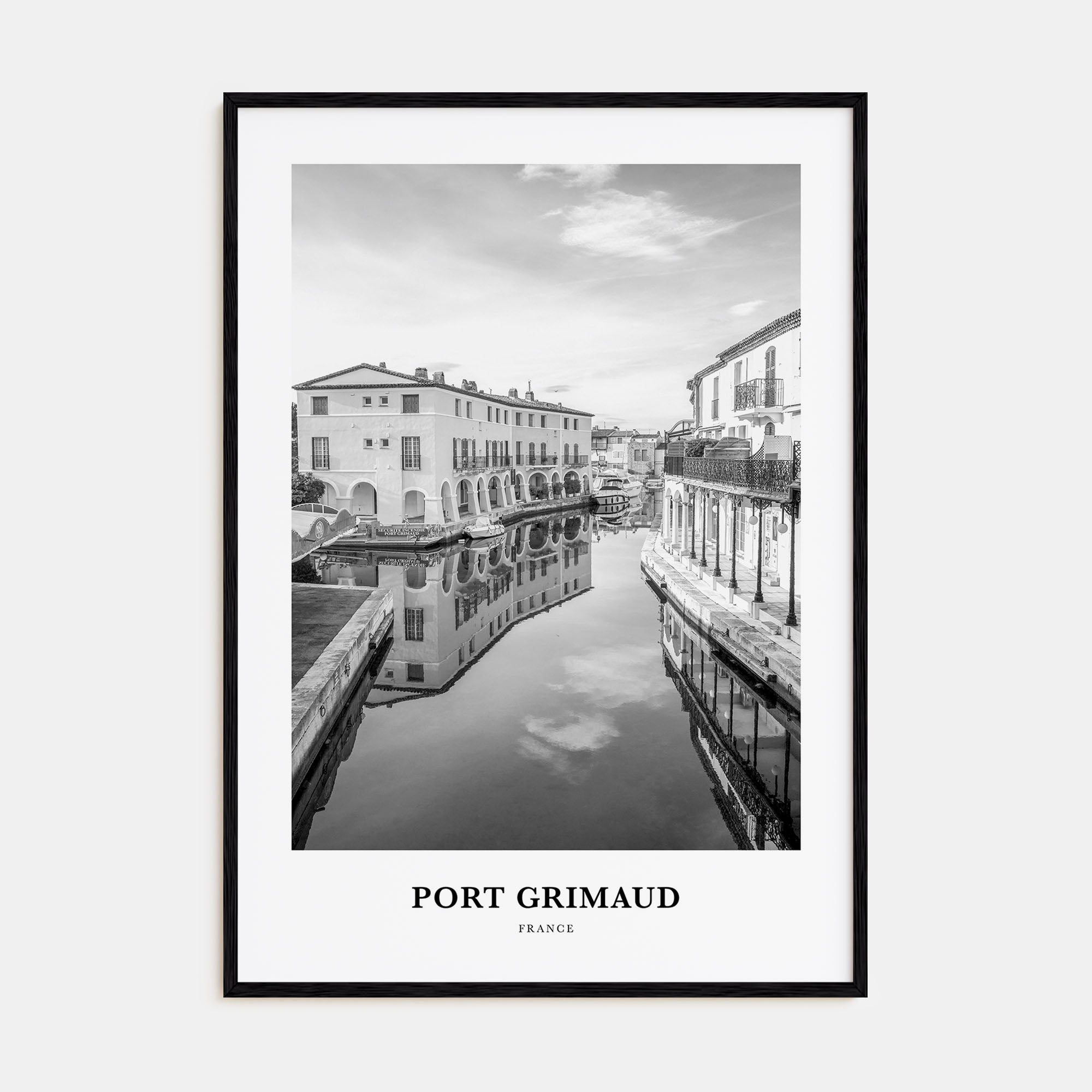 Port Grimaud Portrait B&W Poster