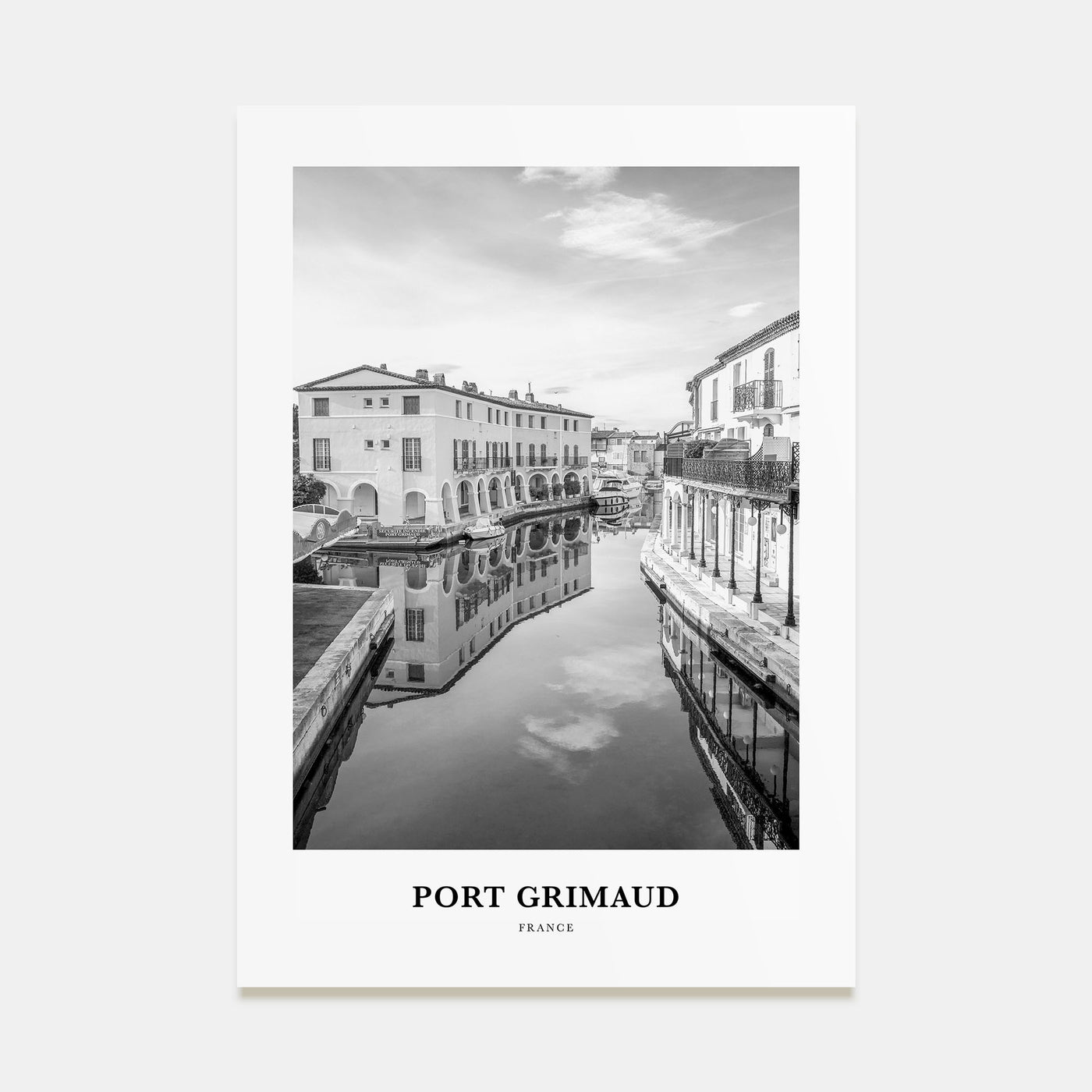 Port Grimaud Portrait B&W Poster