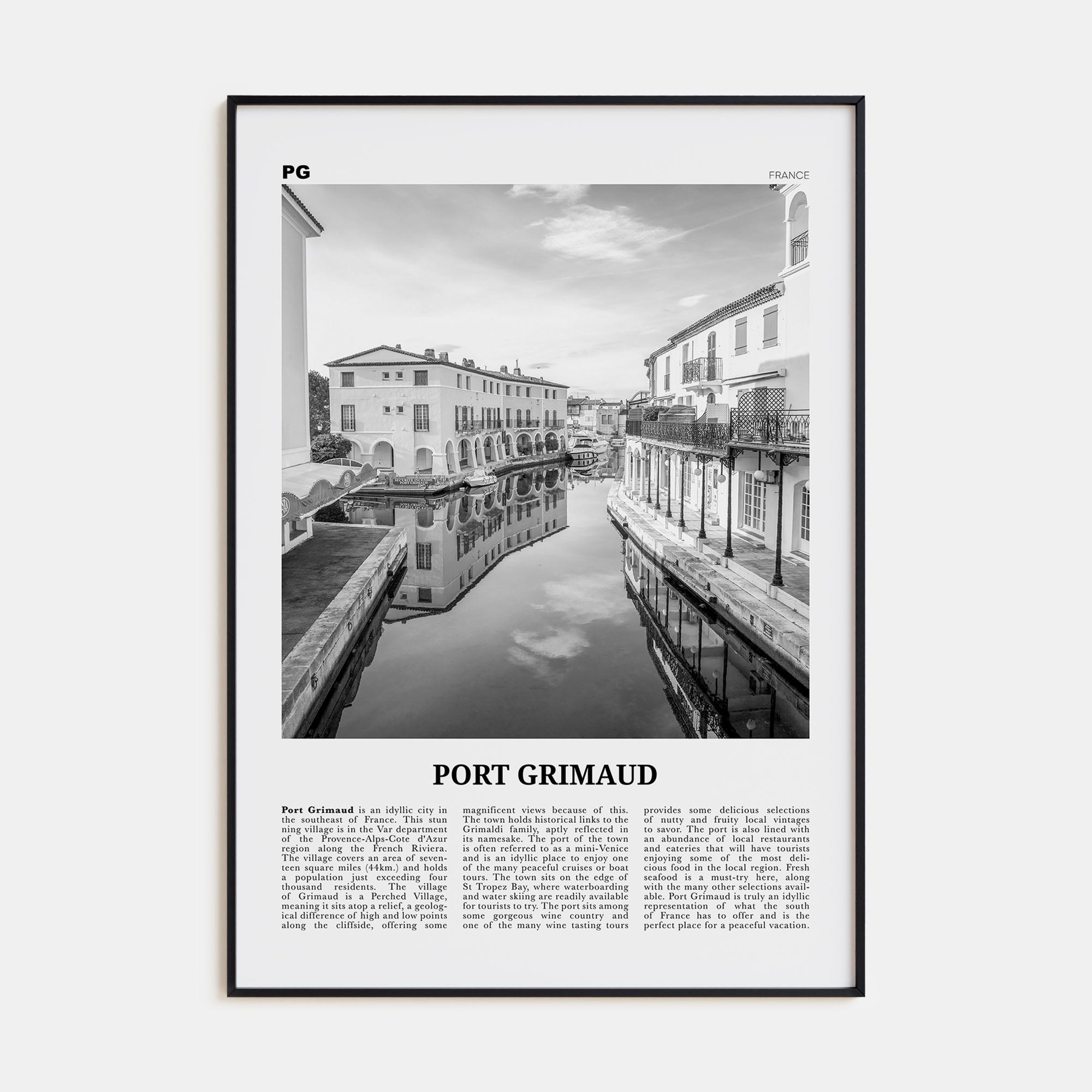 Port Grimaud Travel B&W Poster