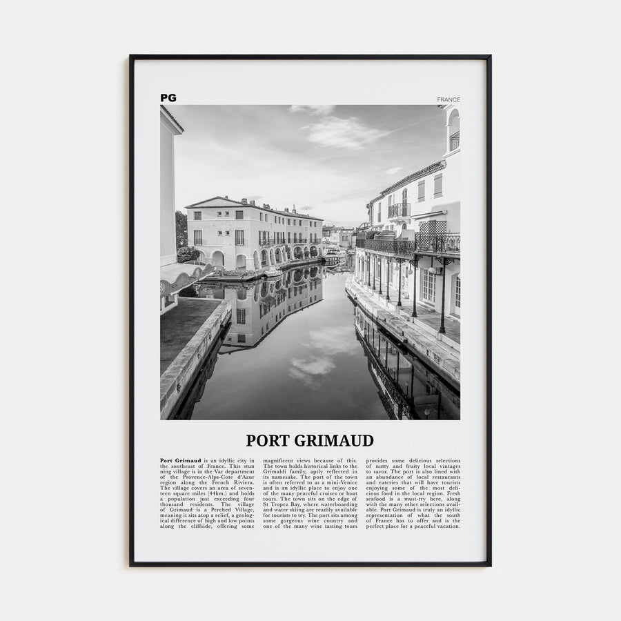 Port Grimaud Travel B&W Poster