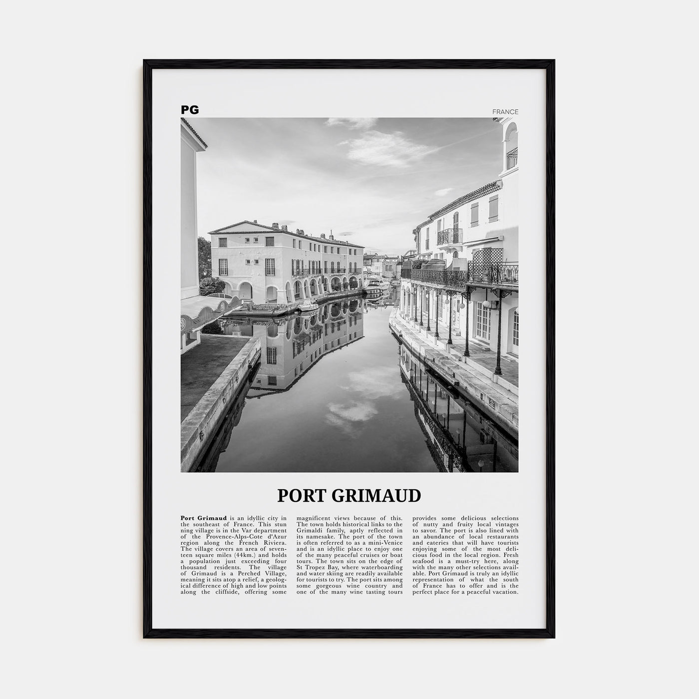 Port Grimaud Travel B&W Poster