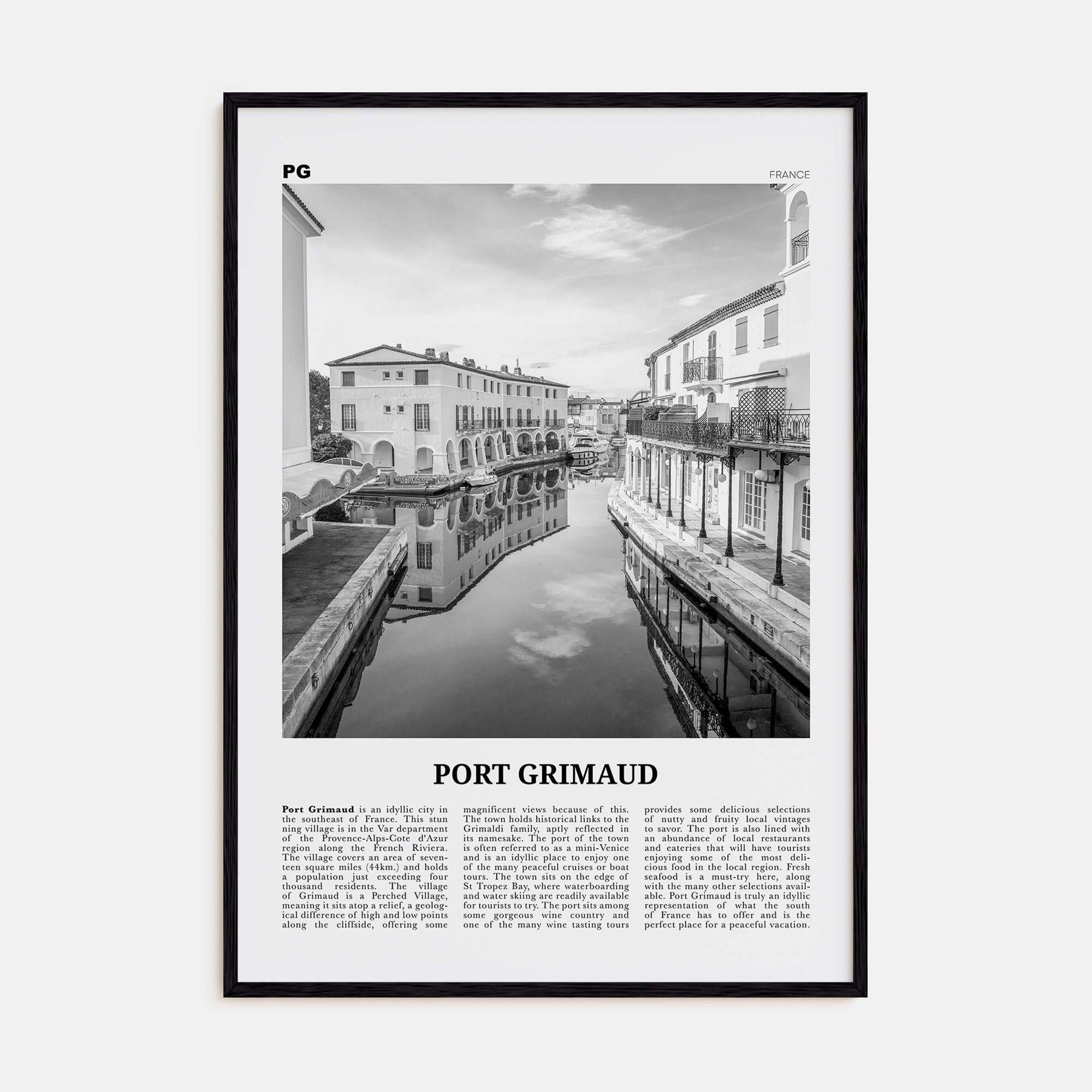 Port Grimaud Travel B&W Poster