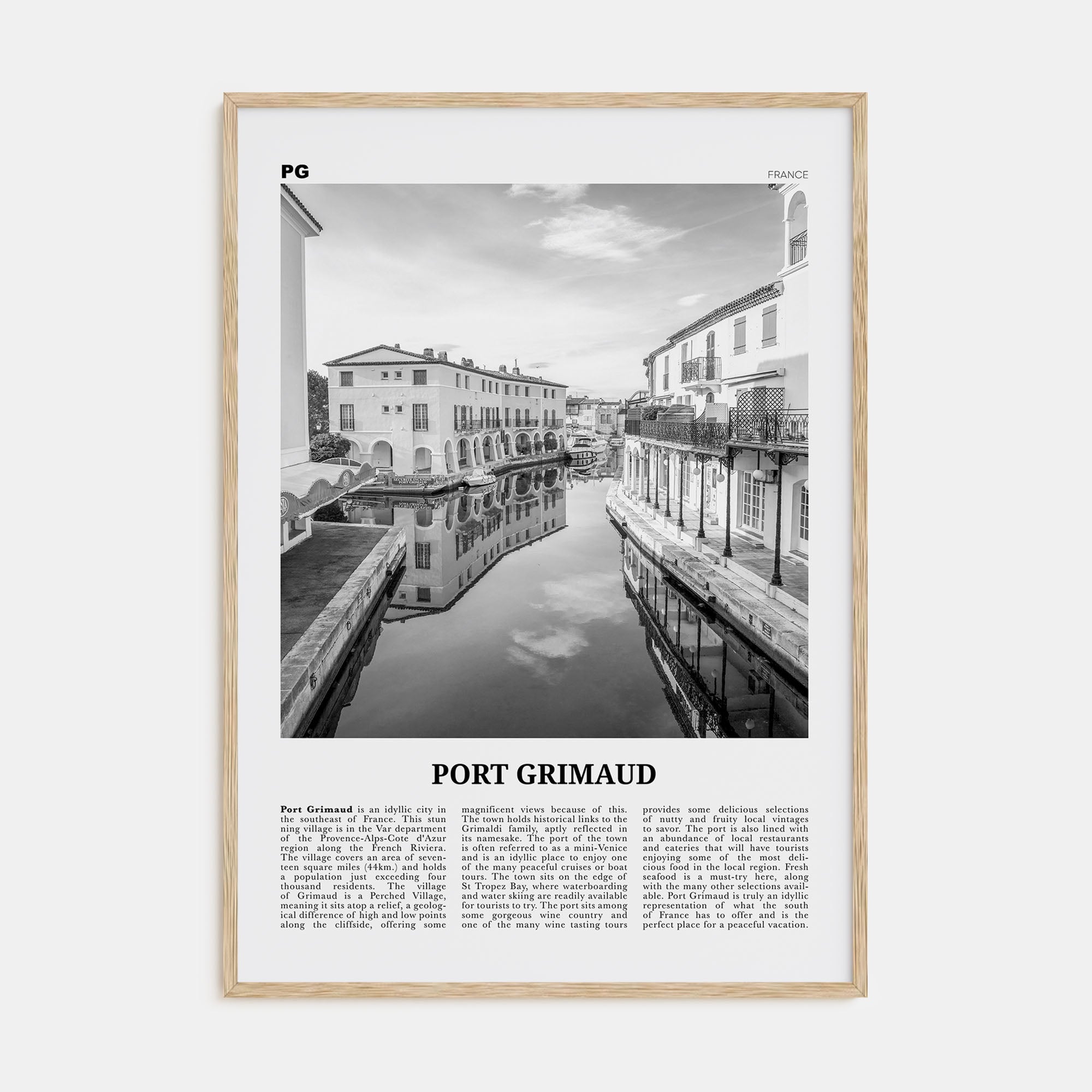 Port Grimaud Travel B&W Poster