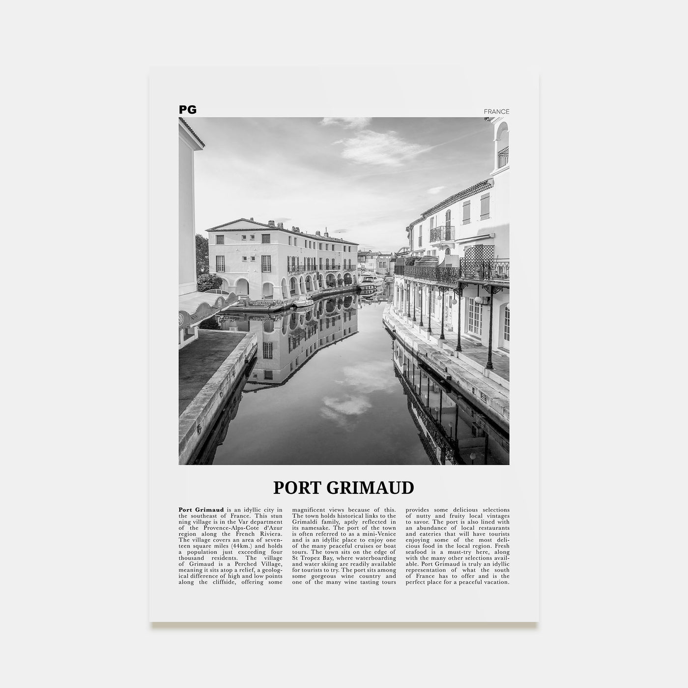 Port Grimaud Travel B&W Poster