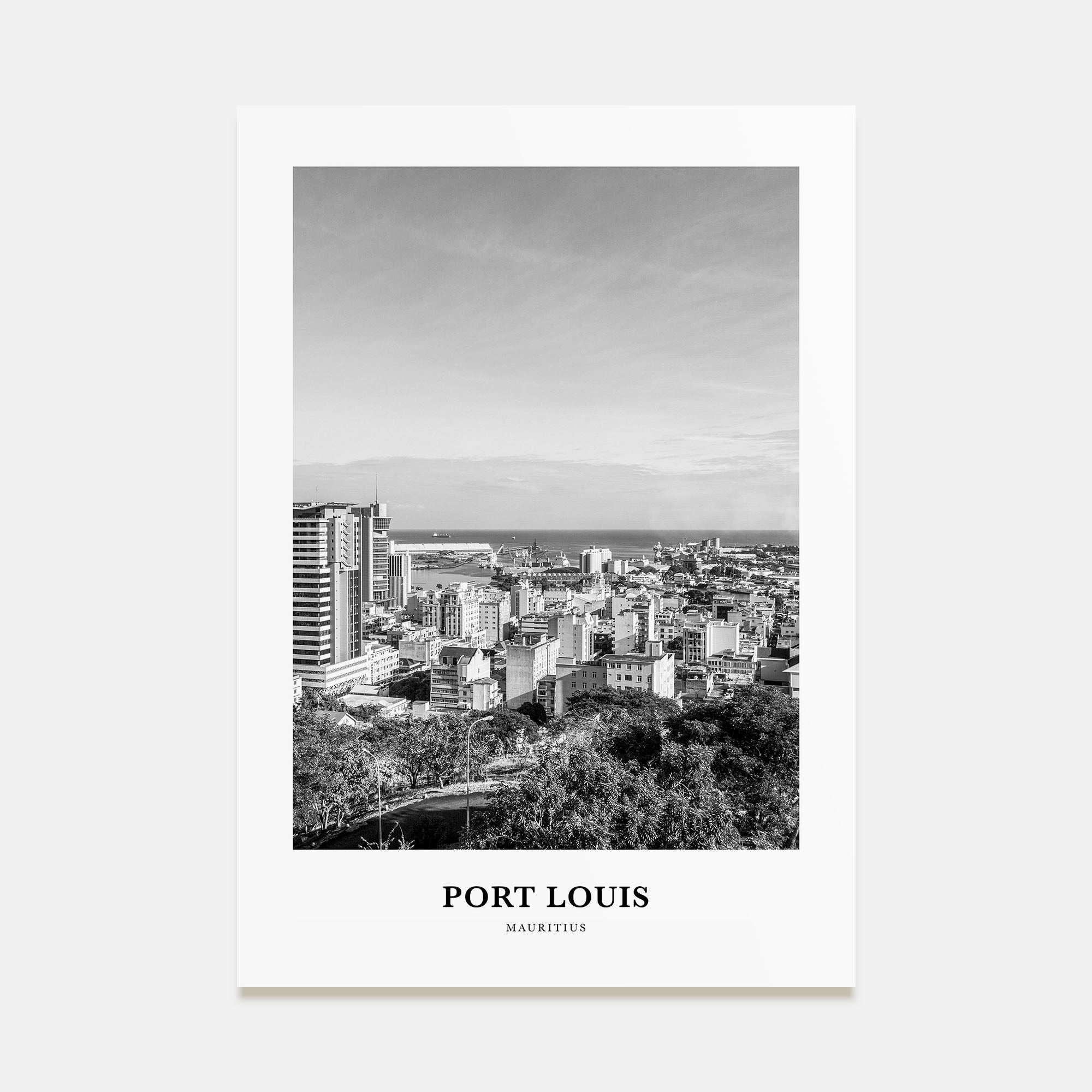 Port Louis Portrait B&W Poster