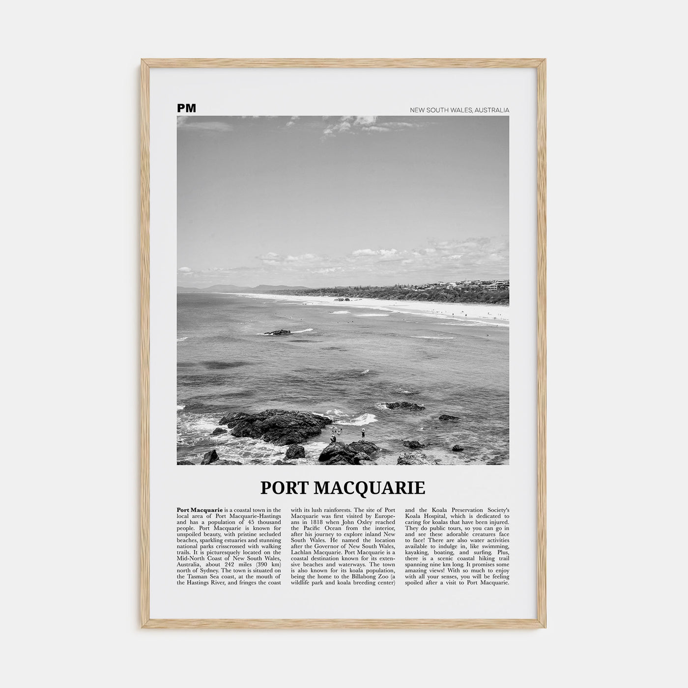 Port Macquarie Travel B&W Poster