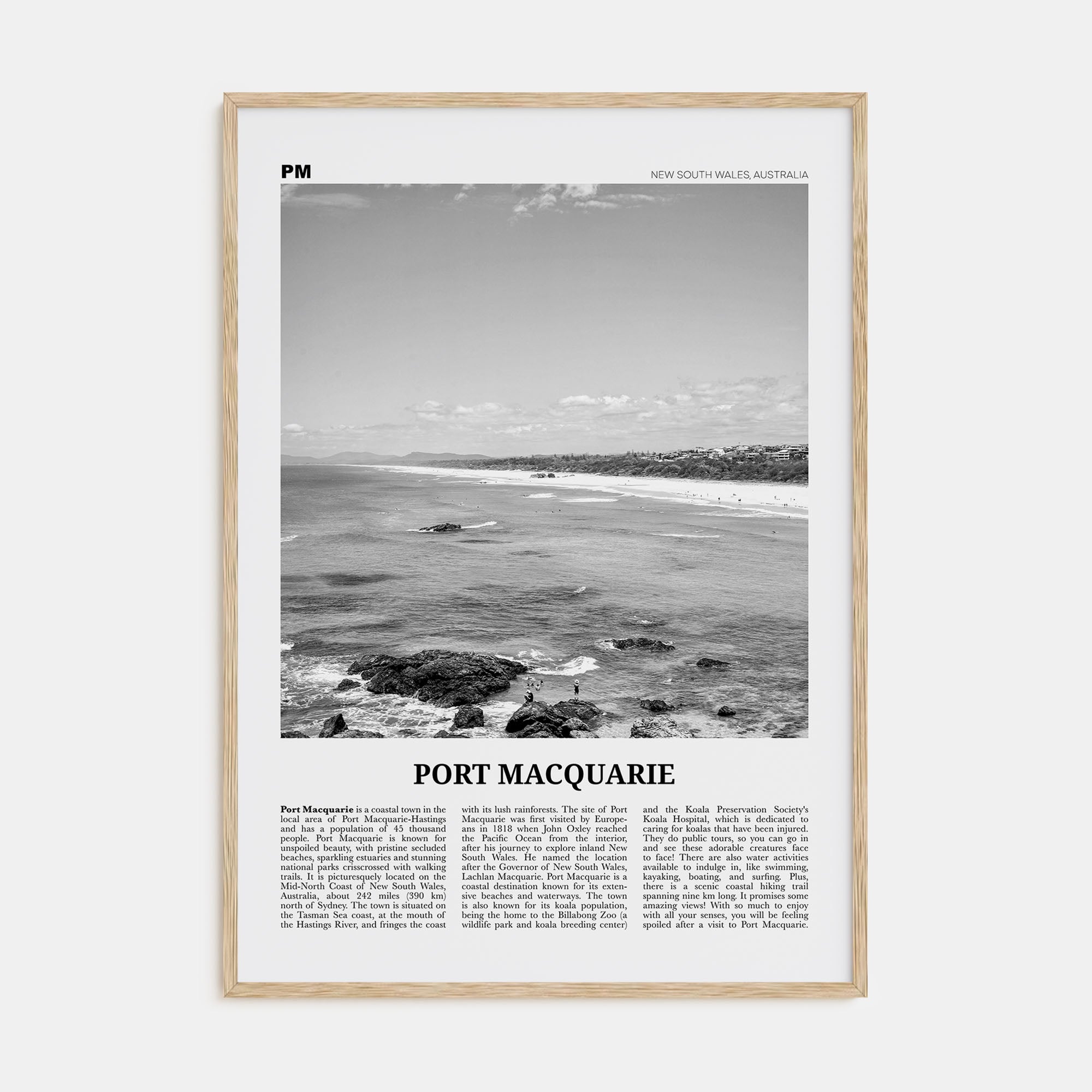 Port Macquarie Travel B&W Poster