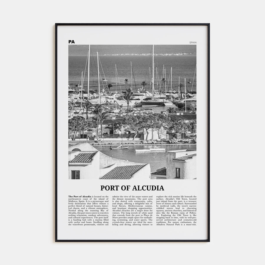 Port of Alcudia Travel B&W Poster