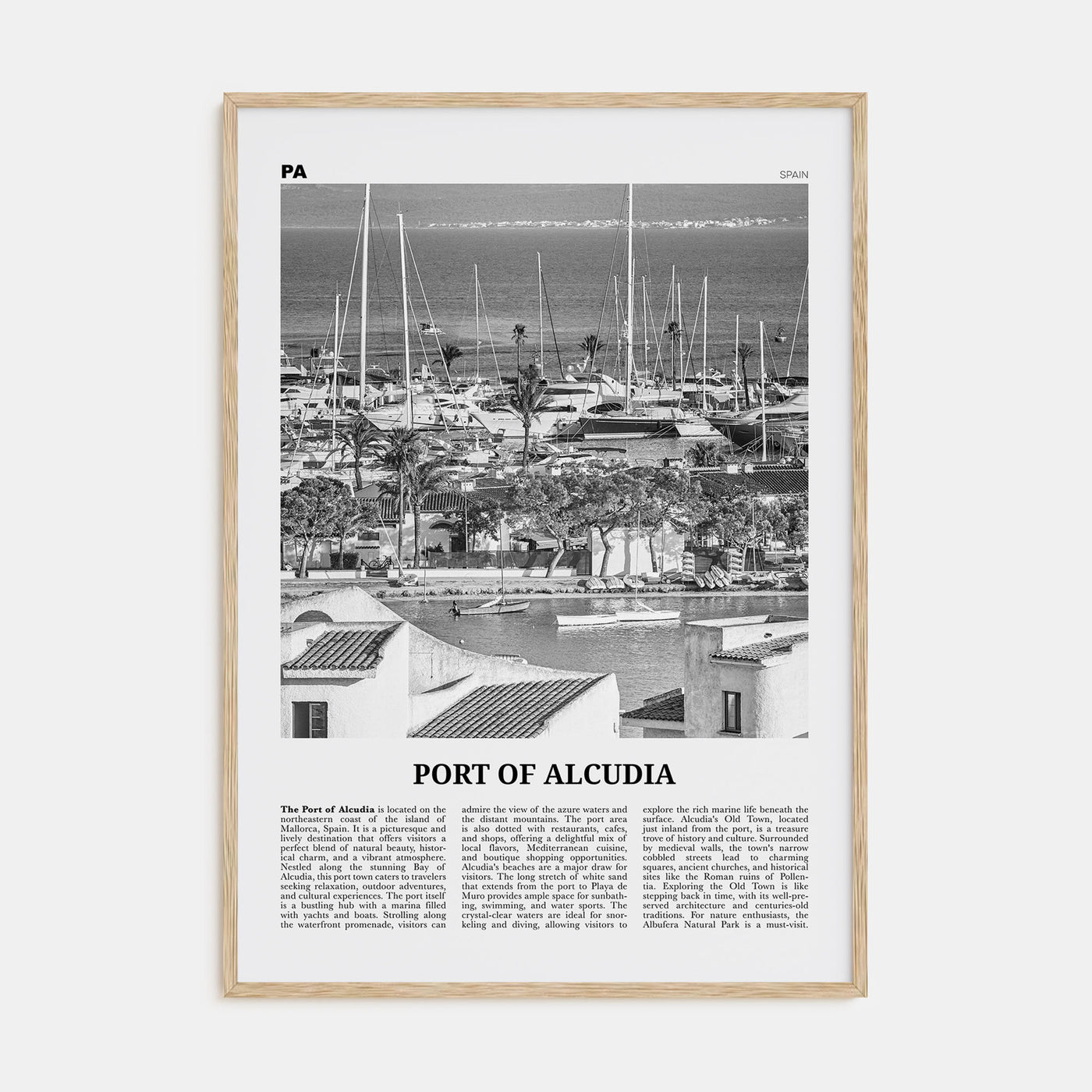 Port of Alcudia Travel B&W Poster