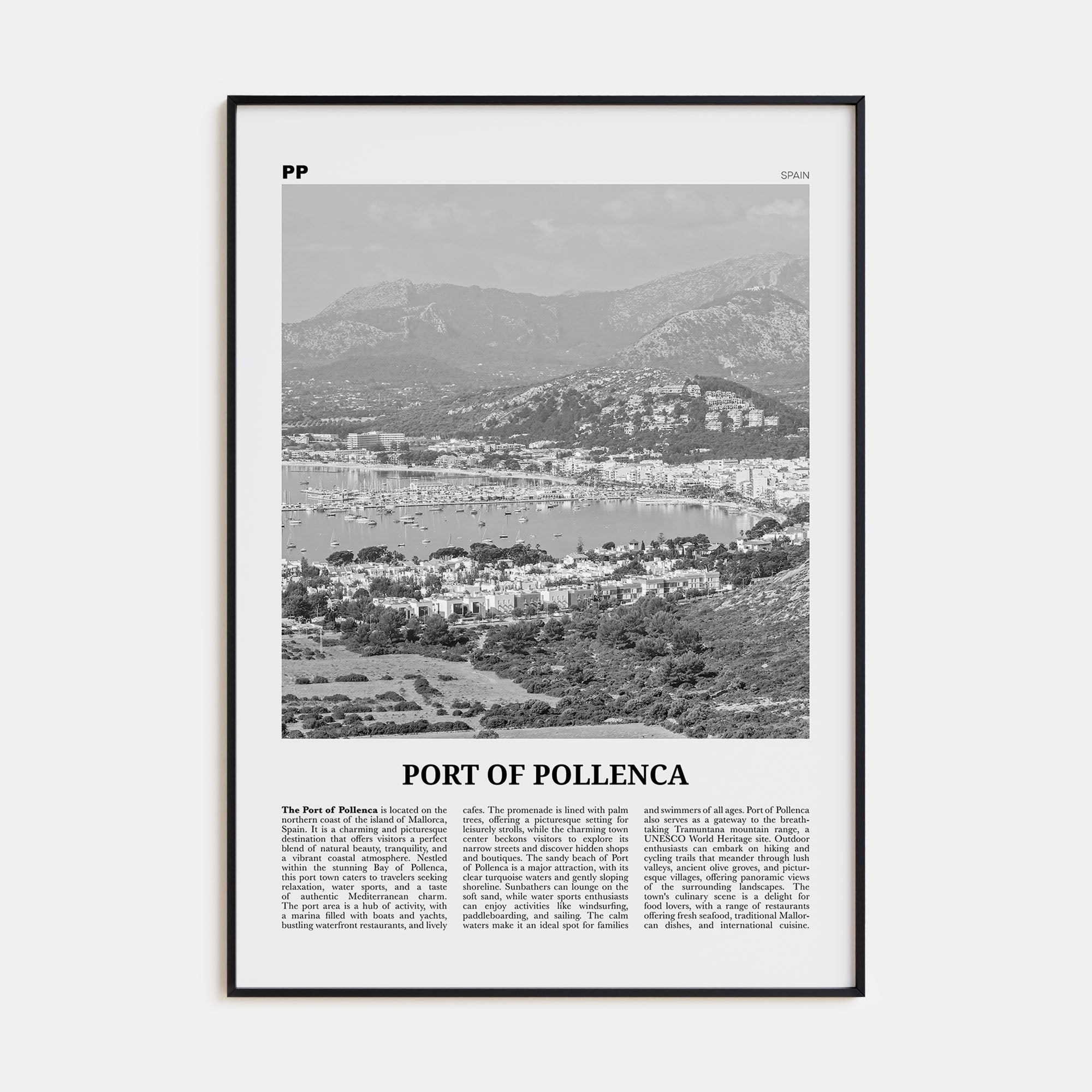 Port of Pollenca Travel B&W Poster