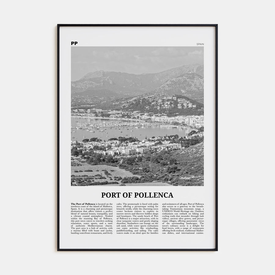 Port of Pollenca Travel B&W Poster