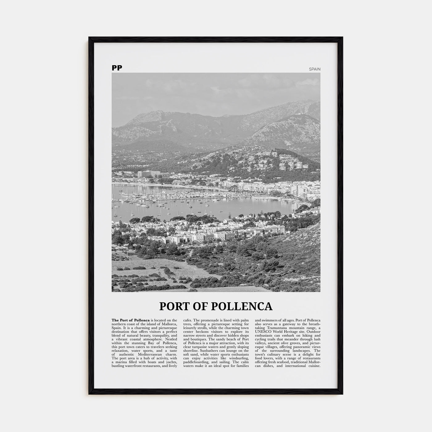 Port of Pollenca Travel B&W Poster