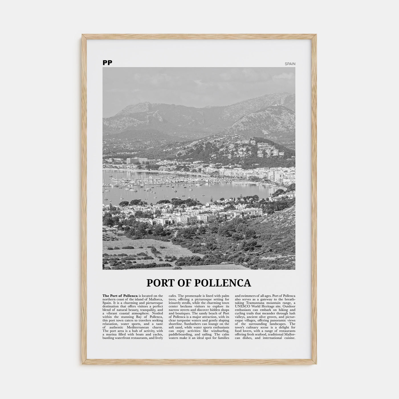 Port of Pollenca Travel B&W Poster