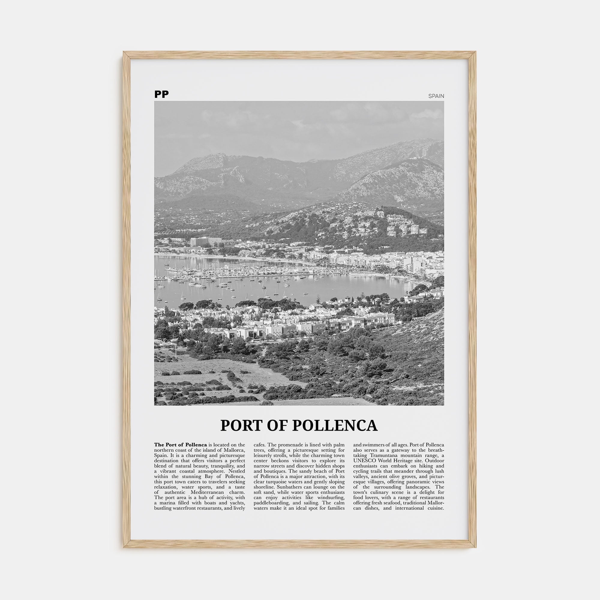 Port of Pollenca Travel B&W Poster