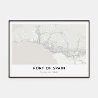 Port of Spain Map Landscape Poster