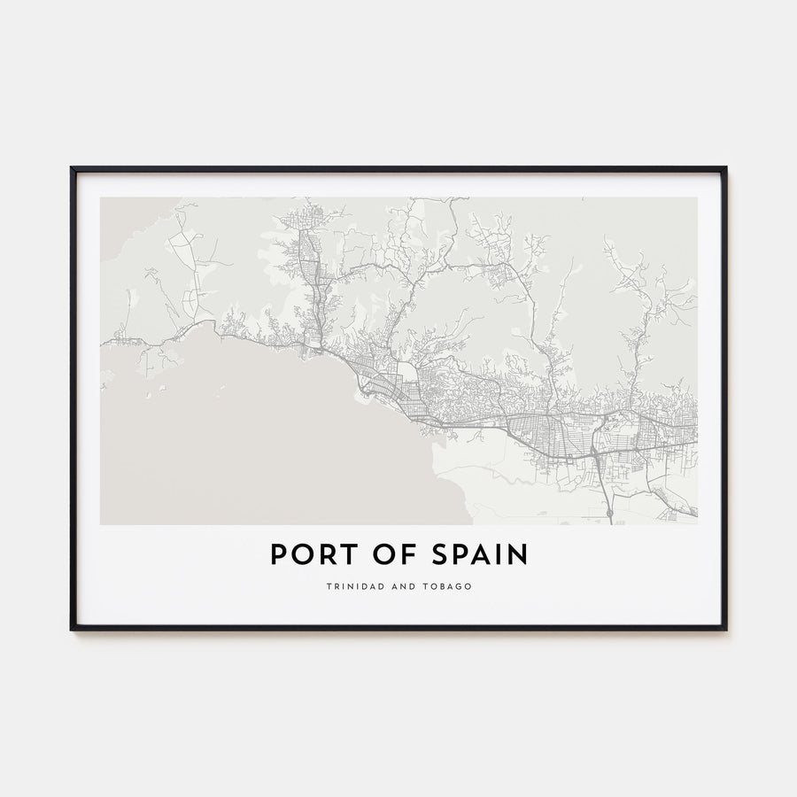 Port of Spain Map Landscape Poster
