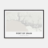 Port of Spain Map Landscape Poster