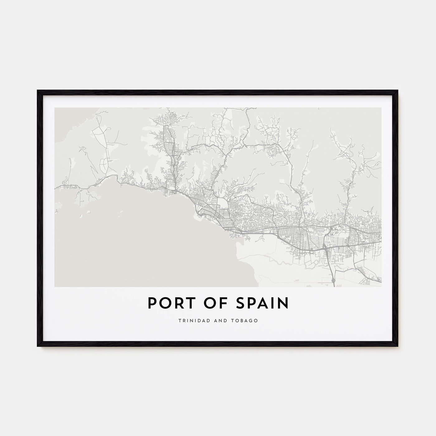Port of Spain Map Landscape Poster