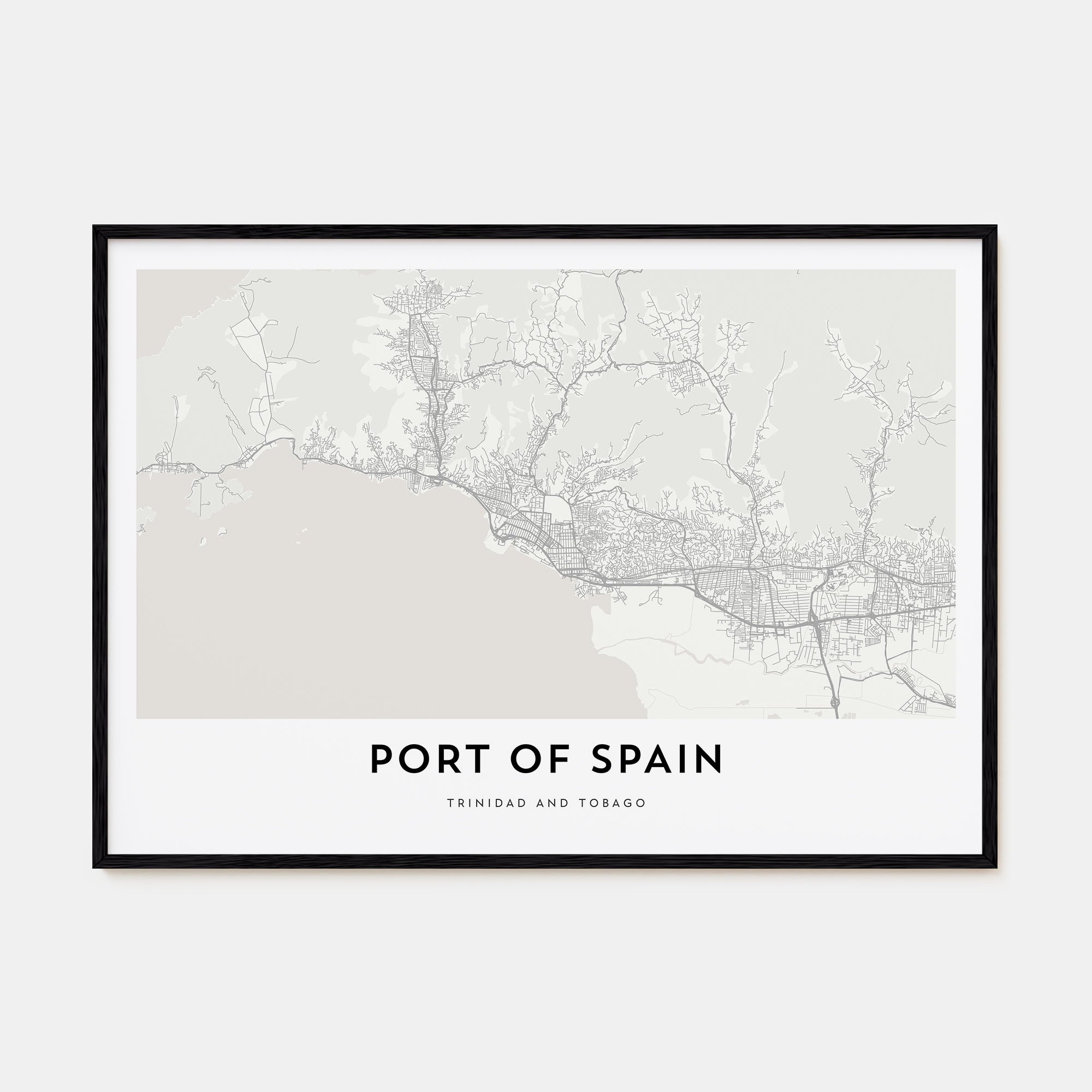 Port of Spain Map Landscape Poster