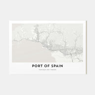 Port of Spain Map Landscape Poster