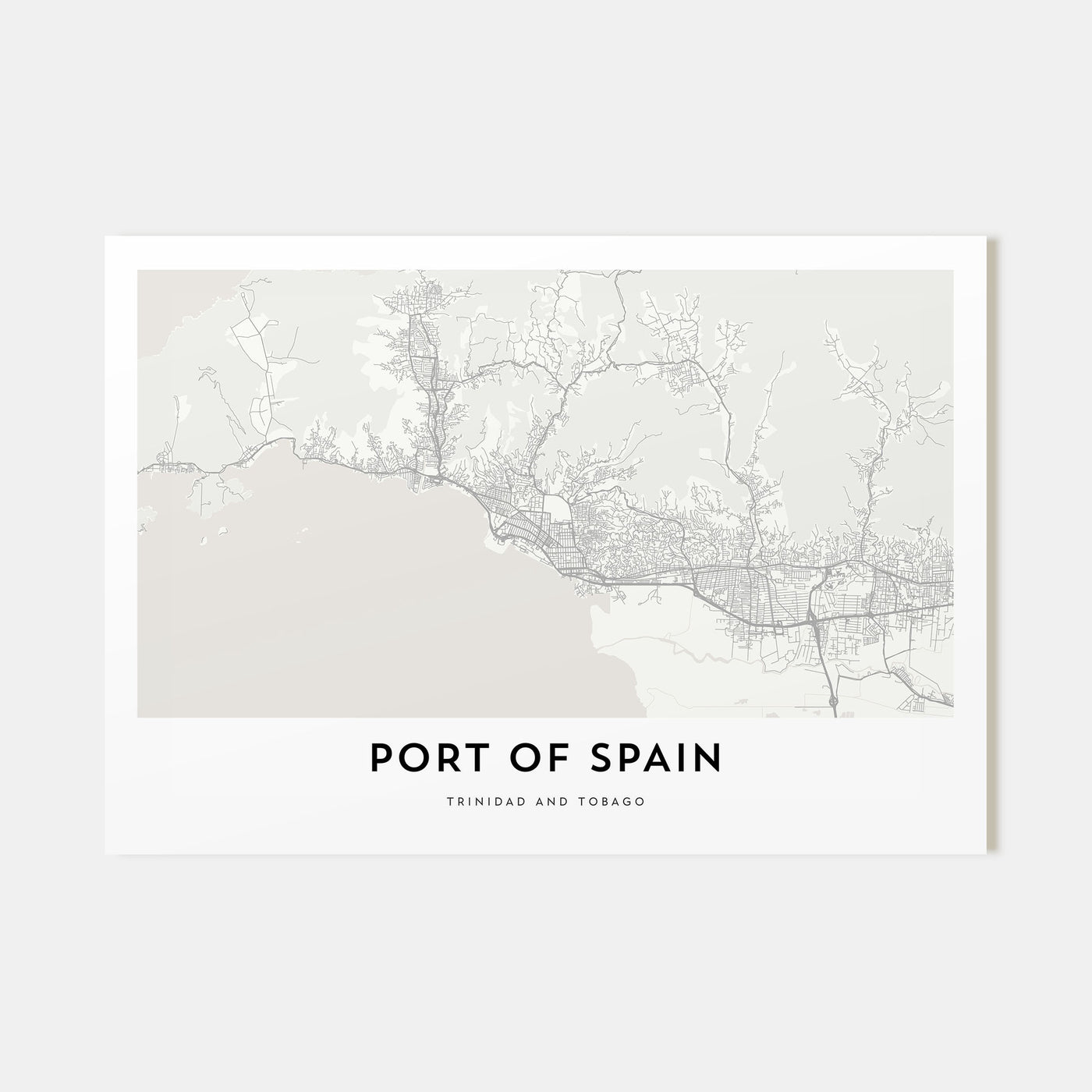 Port of Spain Map Landscape Poster