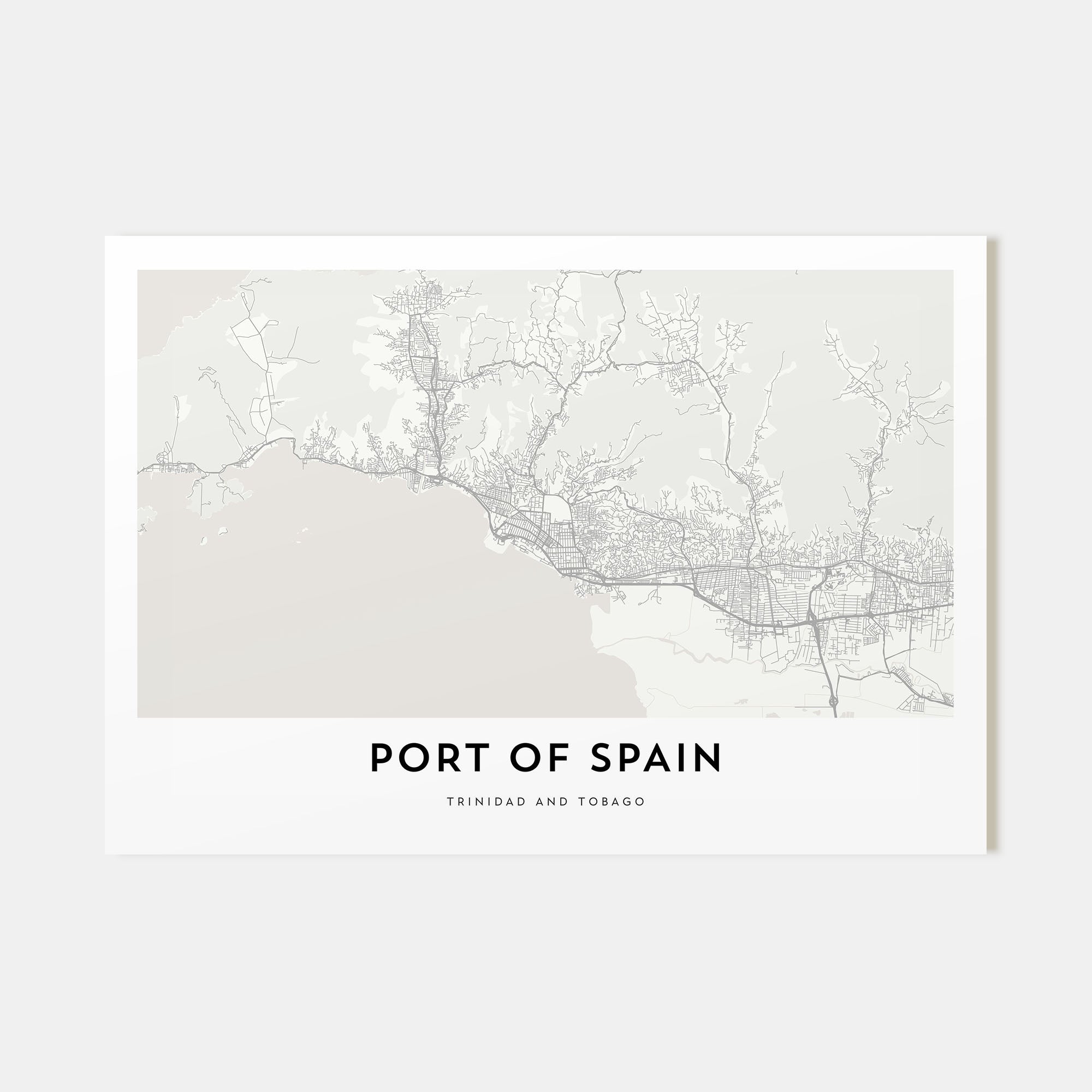 Port of Spain Map Landscape Poster