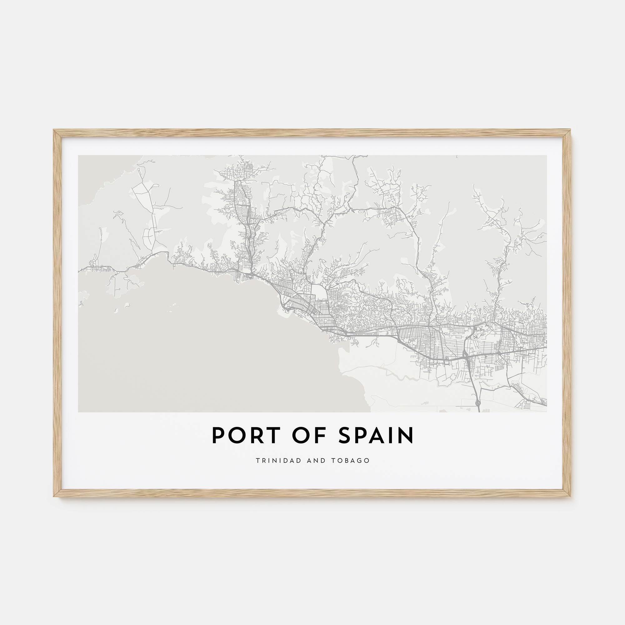 Port of Spain Map Landscape Poster